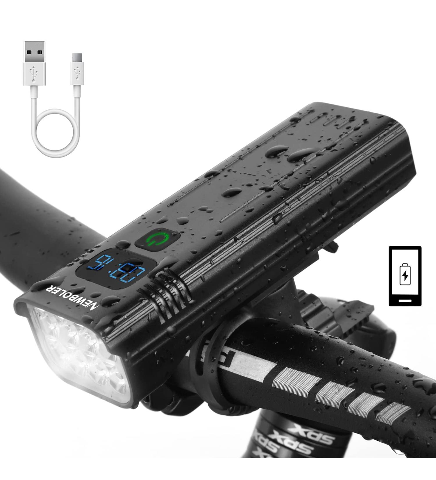 NEWBOLER Bike Lights 10000mAh USB Rechargeable - Super Bright 3000 Lumen 8 LED Bicycle Light with 5 Modes - Waterproof Bike Headlight with 360 Rotation Bracket - Buy Online on GoSupps.com