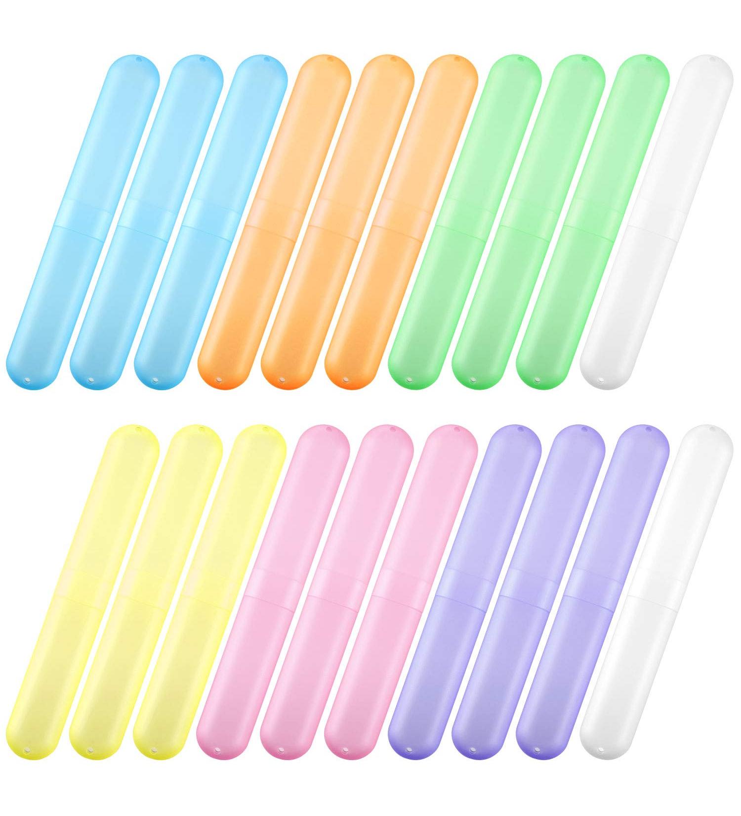 20-Piece Travel Toothbrush Case Holder - Portable Storage for Kids, Classroom Pencil Case, 7 Assorted Colors - Toothpaste Cover Protector for Travel - Buy Online on GoSupps.com