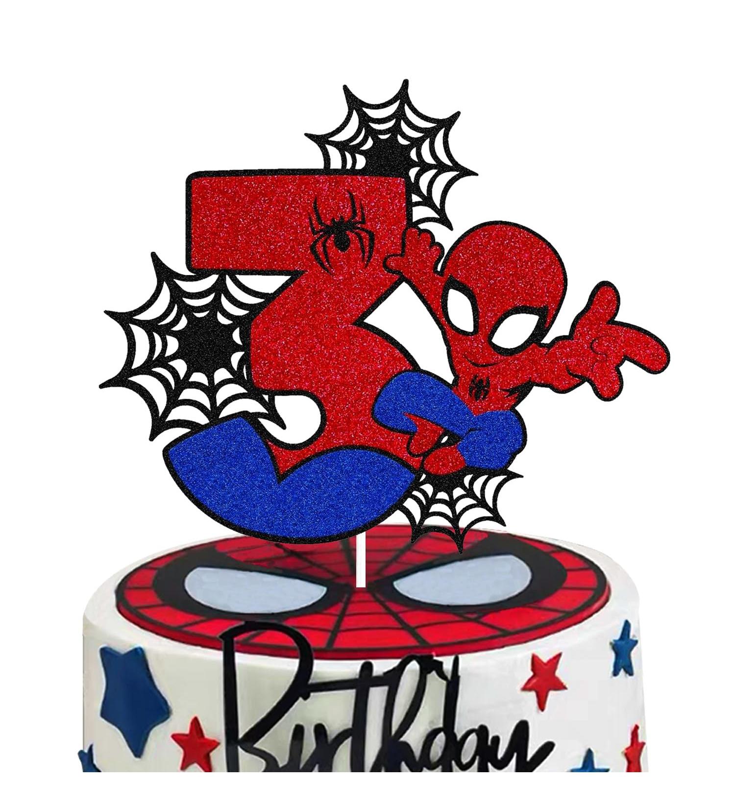 1Pcs Spider Man Party Cake Toppers Happy Birthday Party Supplies Decorations Perfect for Children's 3th Birthday Party - Buy Online on GoSupps.com
