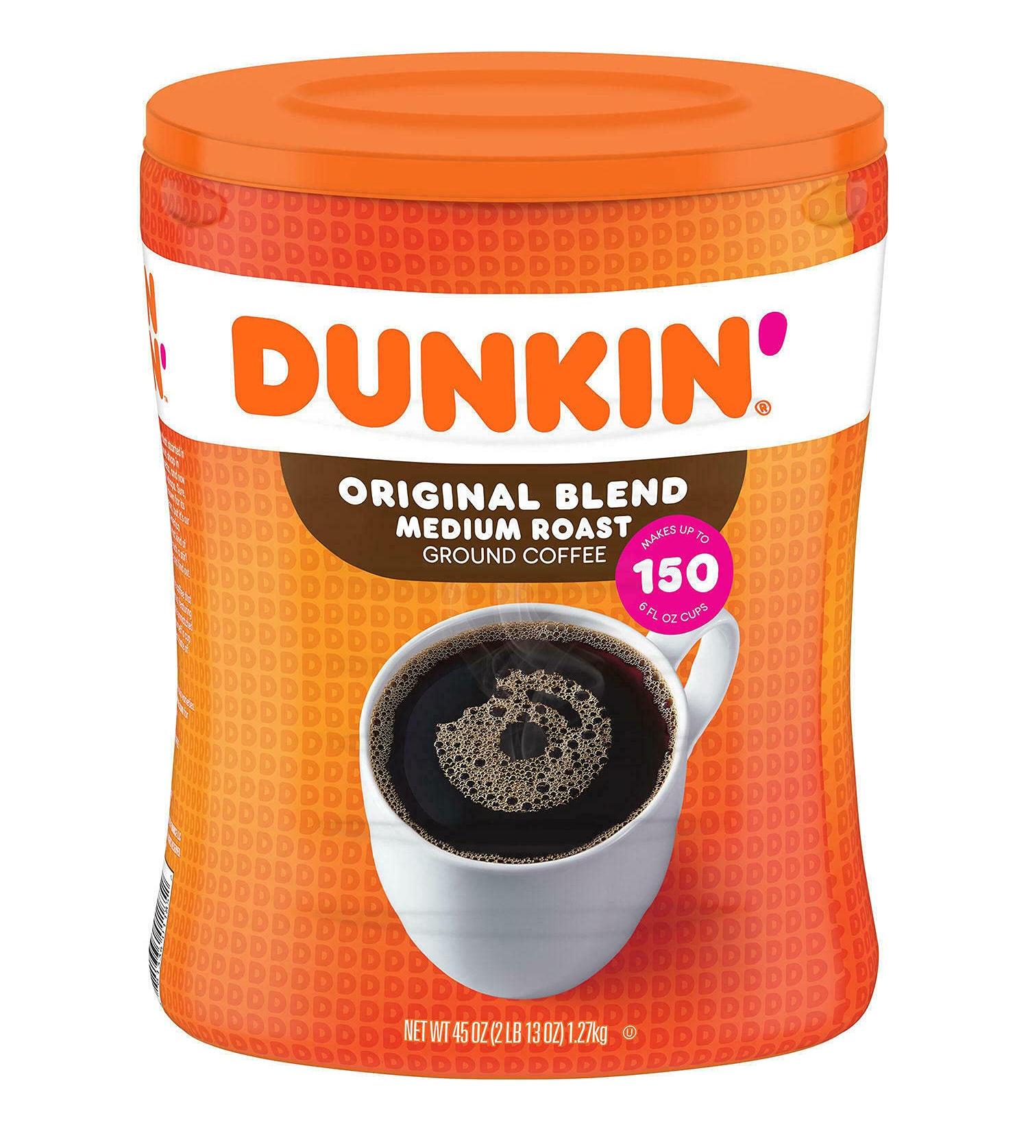 Dunkin Donuts Original Blend Medium Roast Ground Coffee Canister 1.27kg (45 OZ) - Buy Online on GoSupps.com