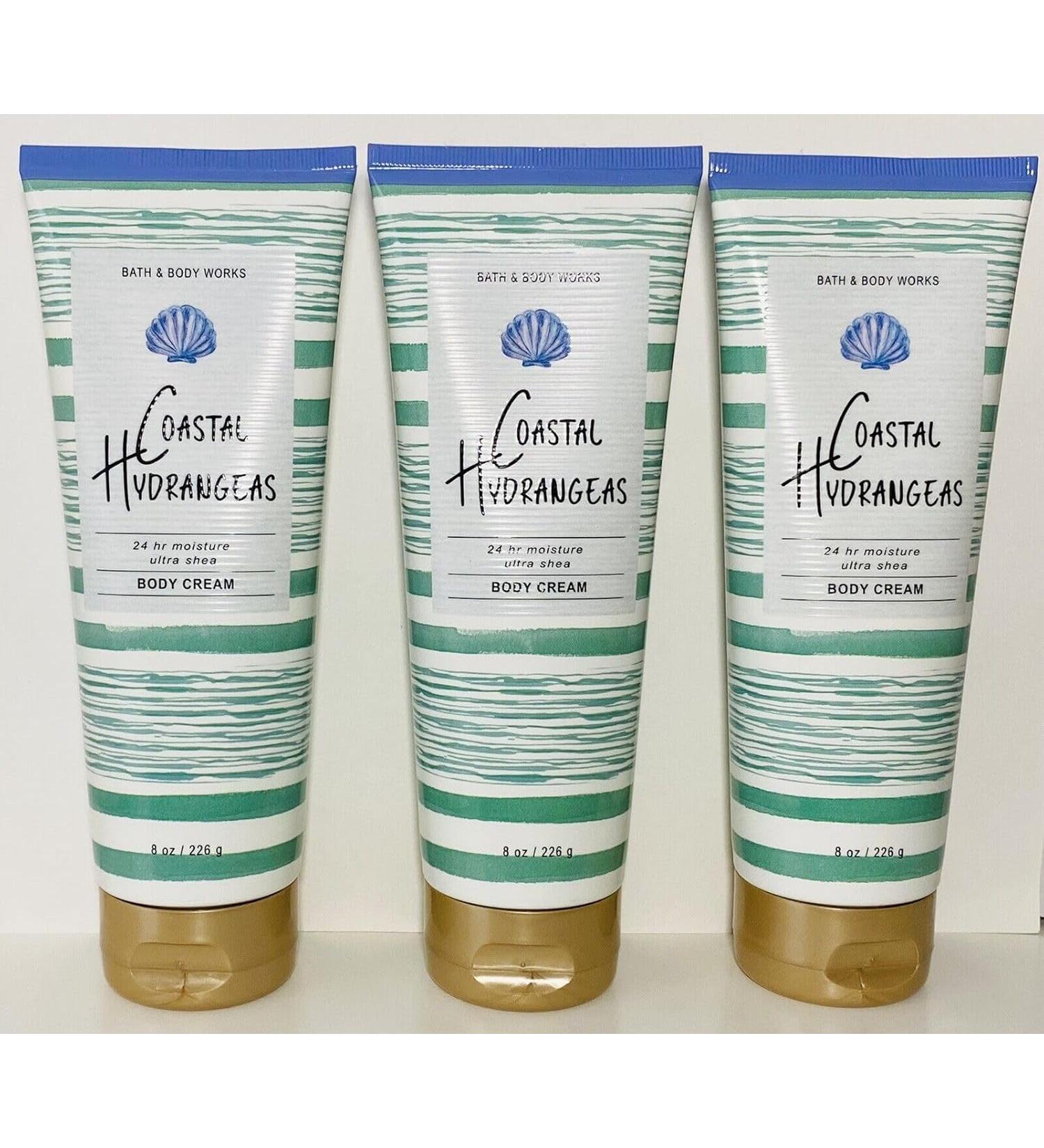 3 COASTAL HYDRANGEAS CREAM Lotion bath and body 8 oz