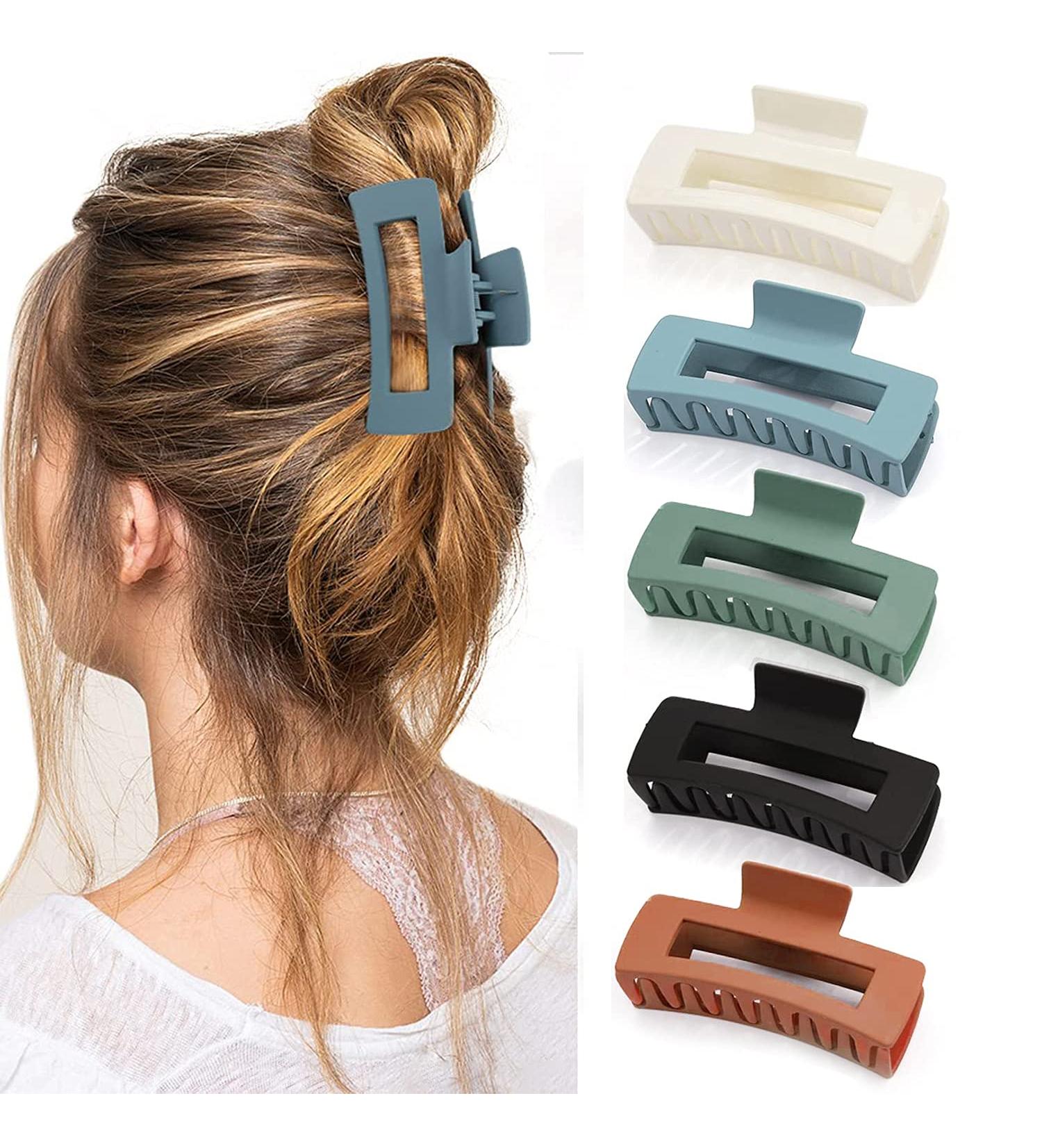 5 Pcs Hair Claw Clips-Nonslip Large Claw Clip Strong Hold Hair Clips Suitable for Women Fashion Hair Styling Accessories Multicolor - Buy Online on GoSupps.com