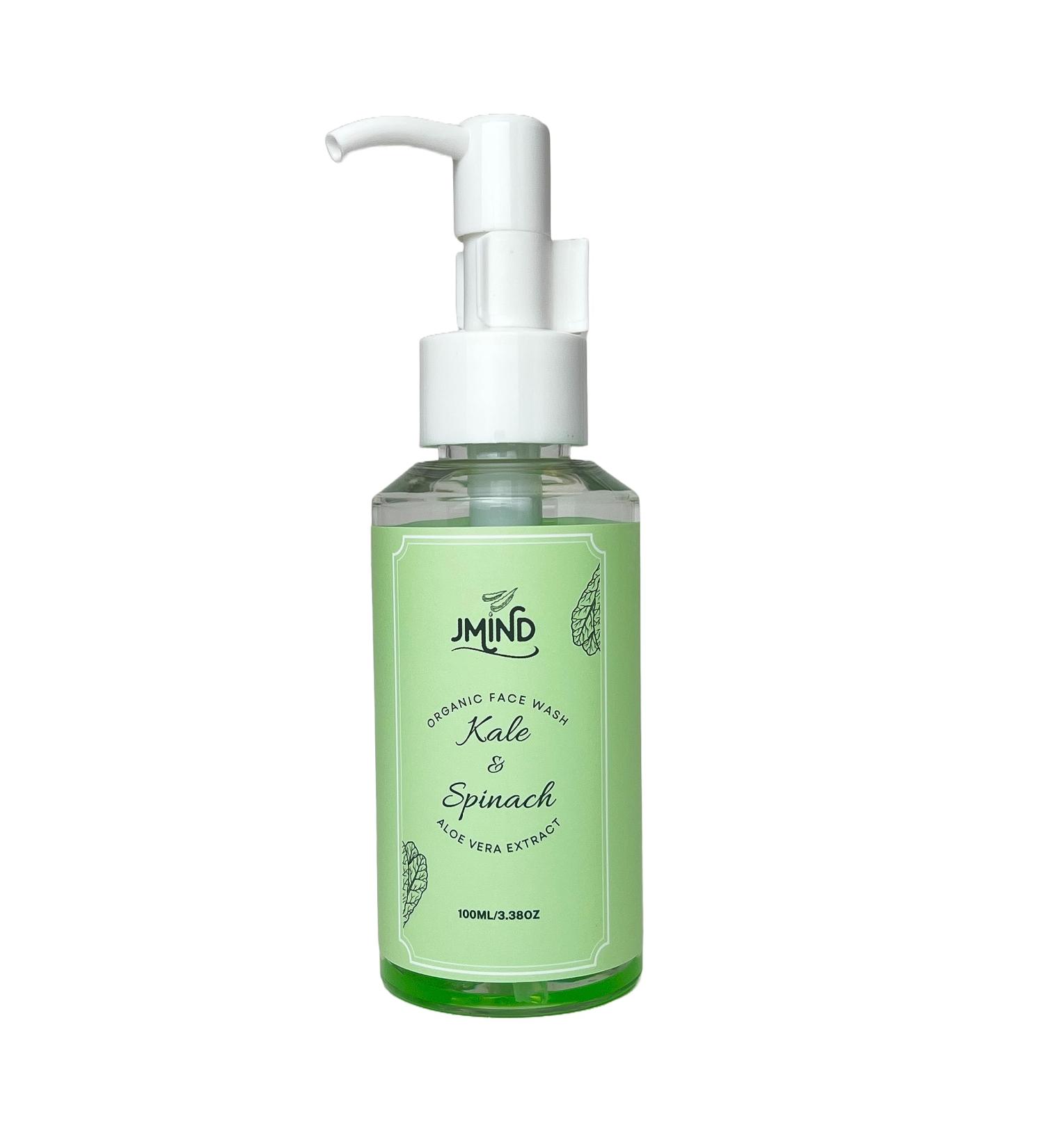 JMind Kale & Spinach Organic Face Wash | Vegan Green Tea Cleanser | pH Balanced for All Skin Types (3.38oz) - Shop Internationally - Buy Online on GoSupps.com