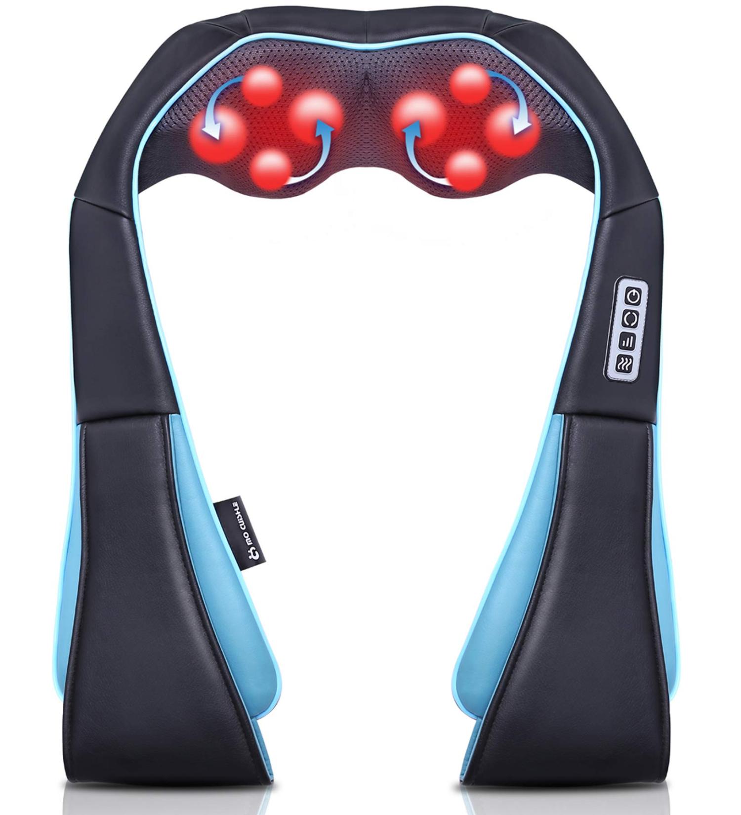 Shiatsu Neck Shoulder Back Massager with Heat - Deep Kneading Massage for Men, Women, Mom, Dad - Blue - Buy Online on GoSupps.com