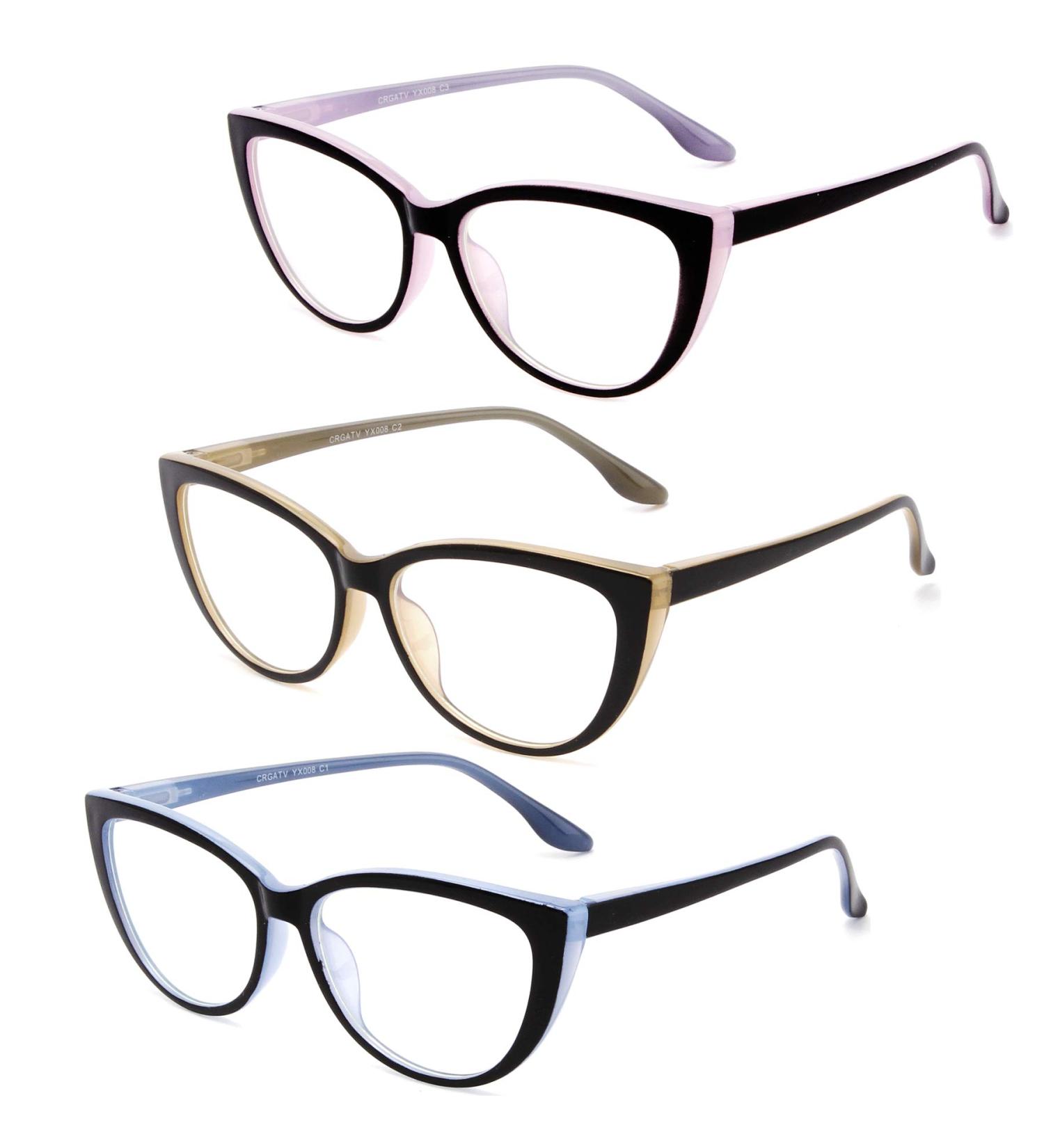 CRGATV 3 Pack Blue Light Blocking Cat Eye Reading Glasses for Women 1.5x - Anti Eyestrain & Glare Computer Readers in Blue, Yellow, Pink - Buy Online on GoSupps.com