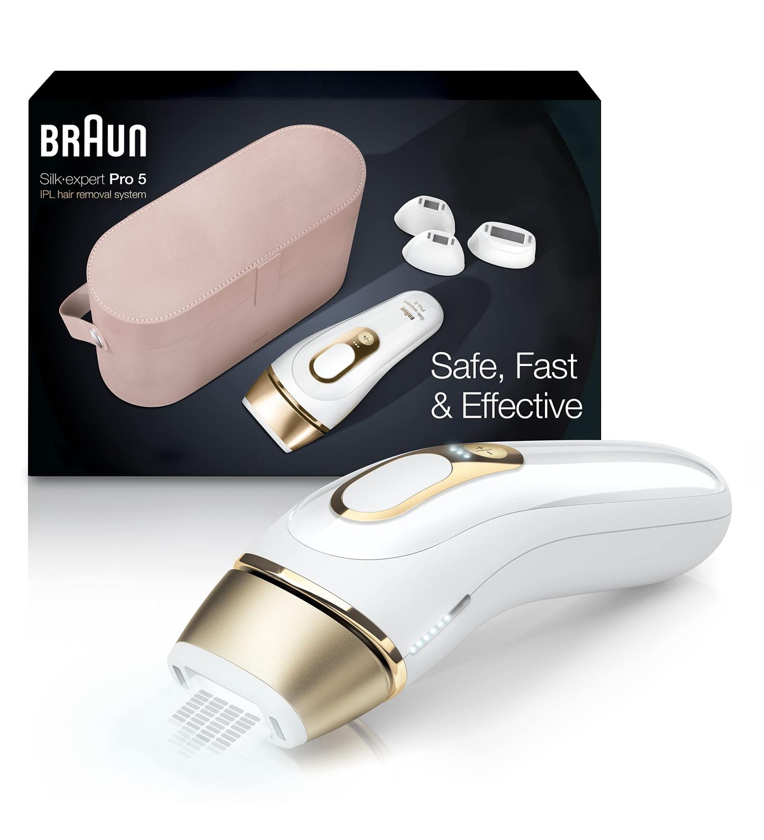 Braun Silk Expert Pro 5 IPL Hair Removal System - Long-lasting, Head-to-toe Usage for Body & Face - Alternative to Salon Laser, with 3 Extra Caps - Buy Online on GoSupps.com