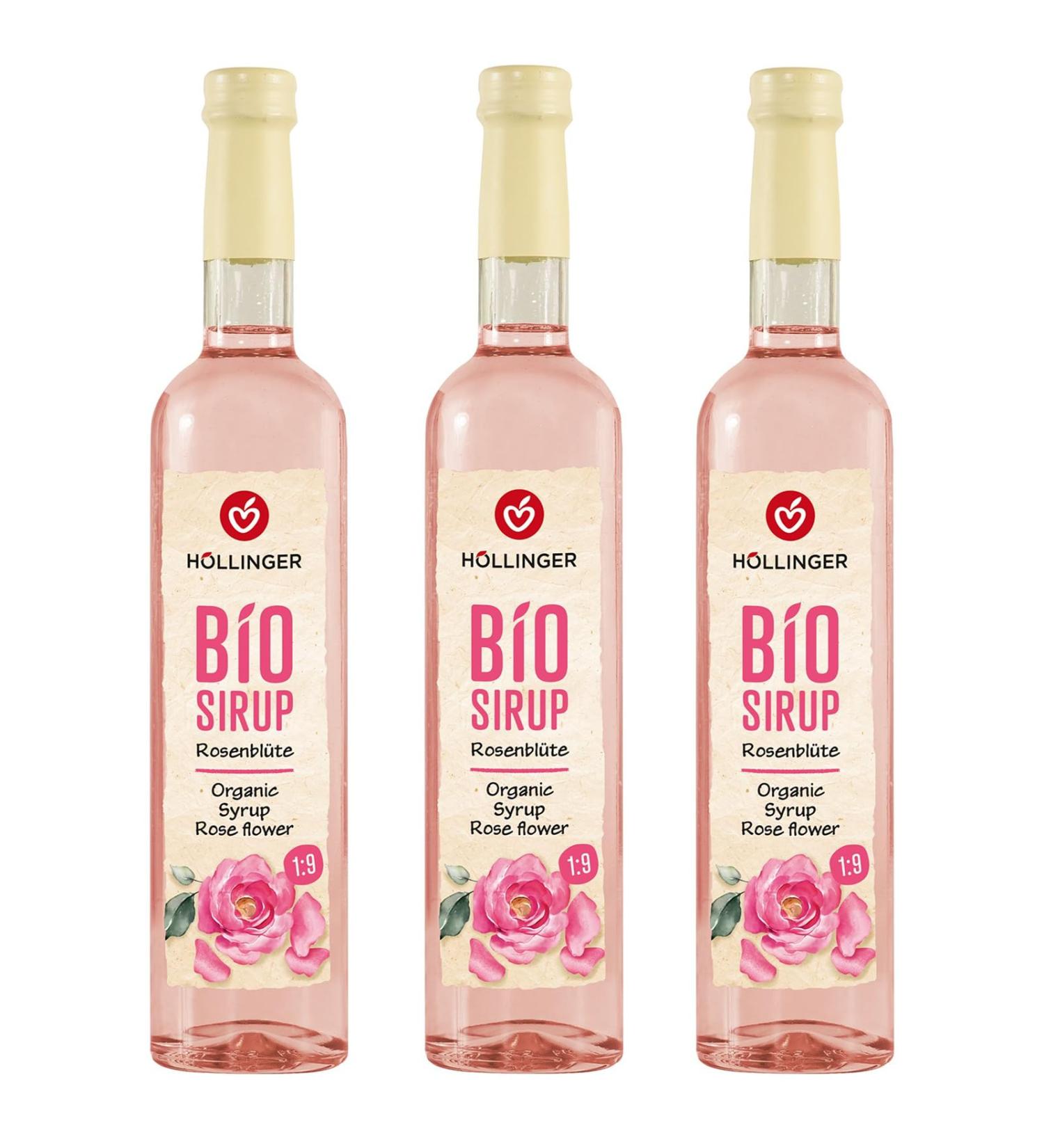 H llinger Sirop de fleur de rose biologique v g talien bouteille en verre de 3x500 ml saveur florale - Buy Online on GoSupps.com