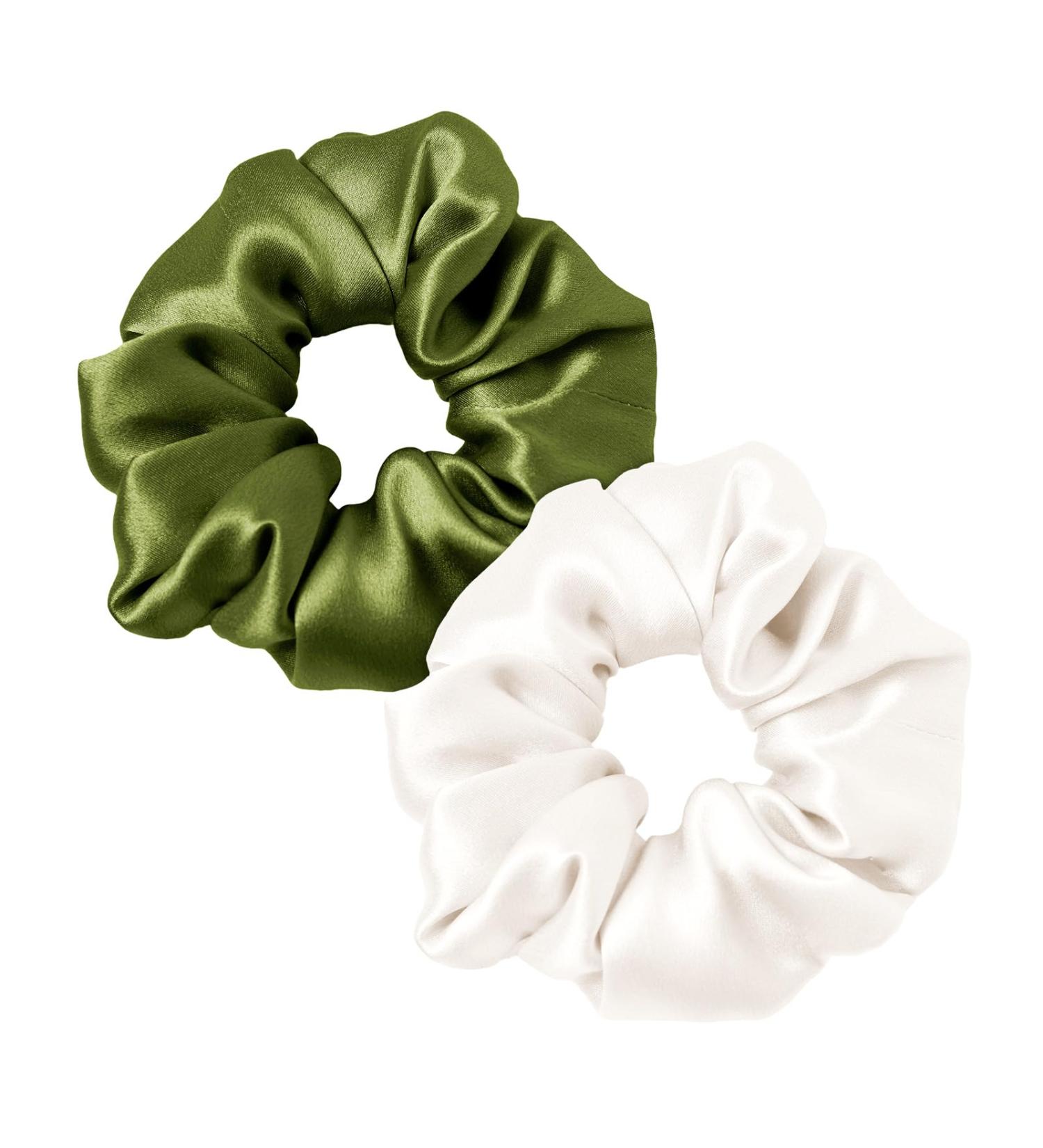 Lilysilk 100% Silk Hair Rings for Women - Eco-Friendly Ponytail Holders (2 Pack) in Avocado Green & Ivory - Soft Durable and Stylish - Buy Online on GoSupps.com