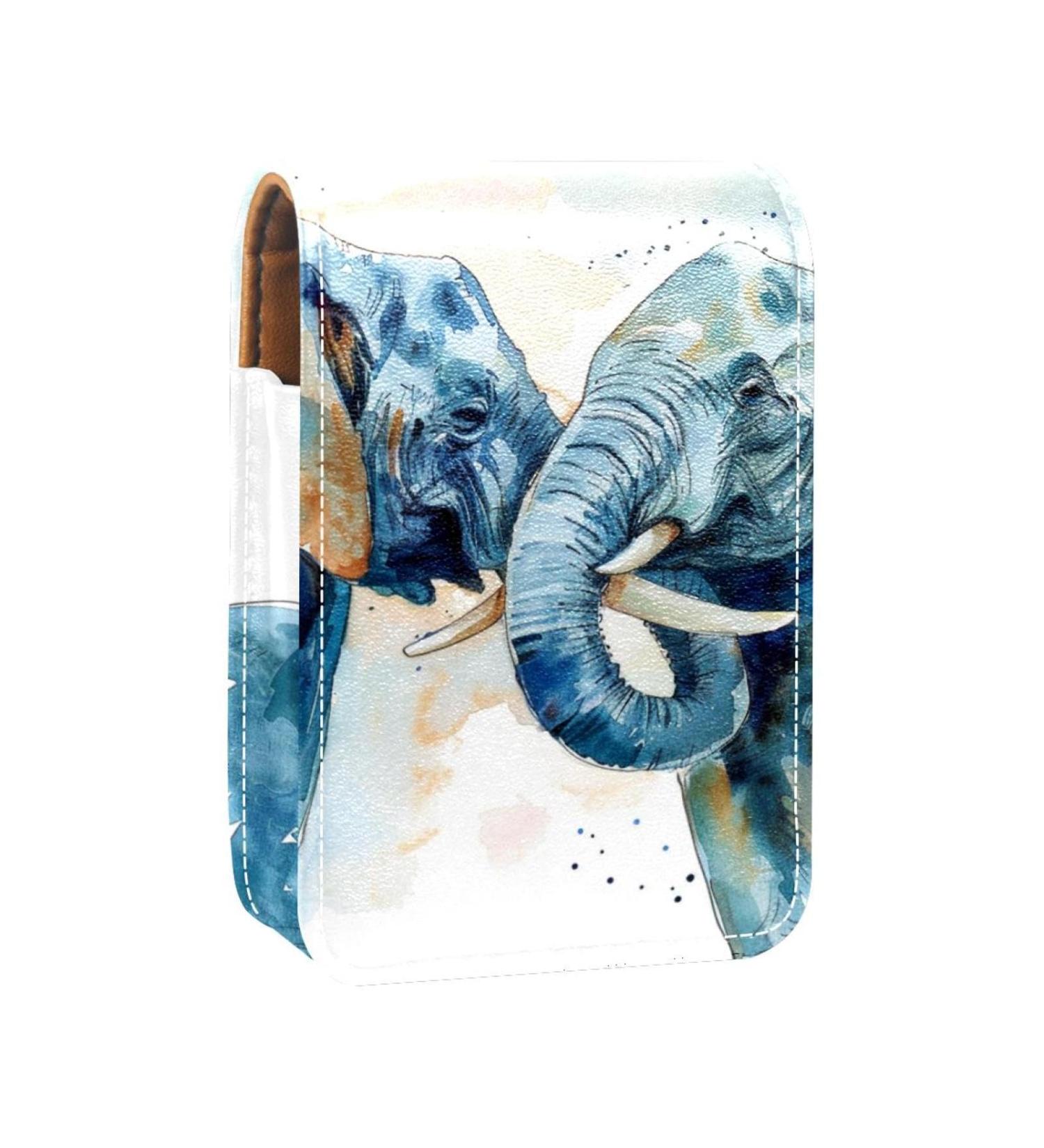Buy Elephant Love Mom Leather Lipstick Case - Mini Organizer with Mirror | Perfect Lip Gloss Holder for Travel | Shop Internationally - Buy Online on GoSupps.com