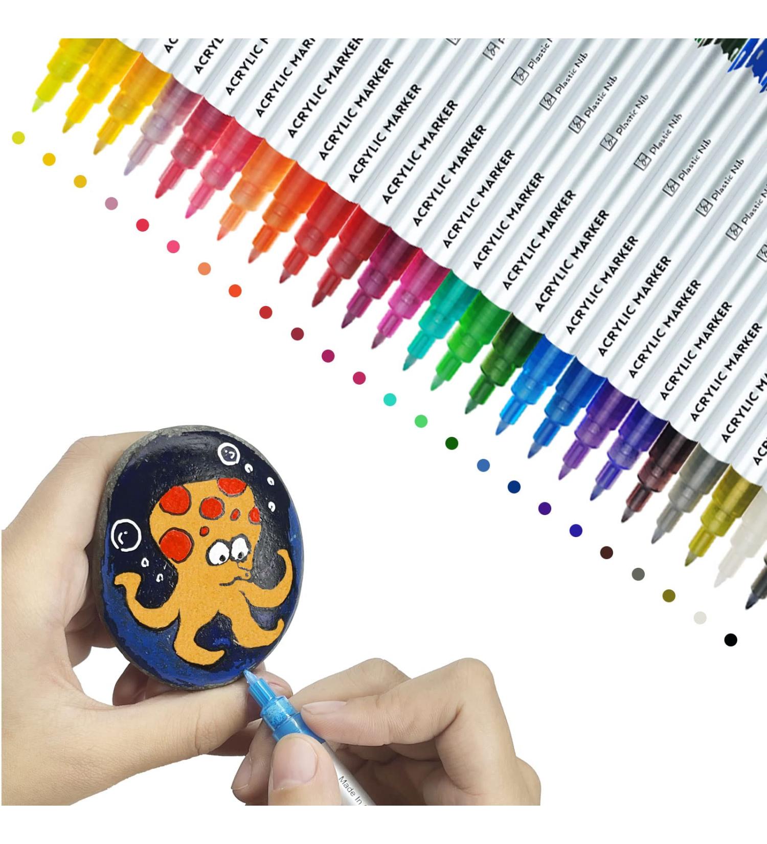 24-Color Acrylic Paint Pens for Rock, Canvas, Ceramics & More - Ultra-Fine Nib Waterborne Acrylic Ink Set - Buy Online on GoSupps.com