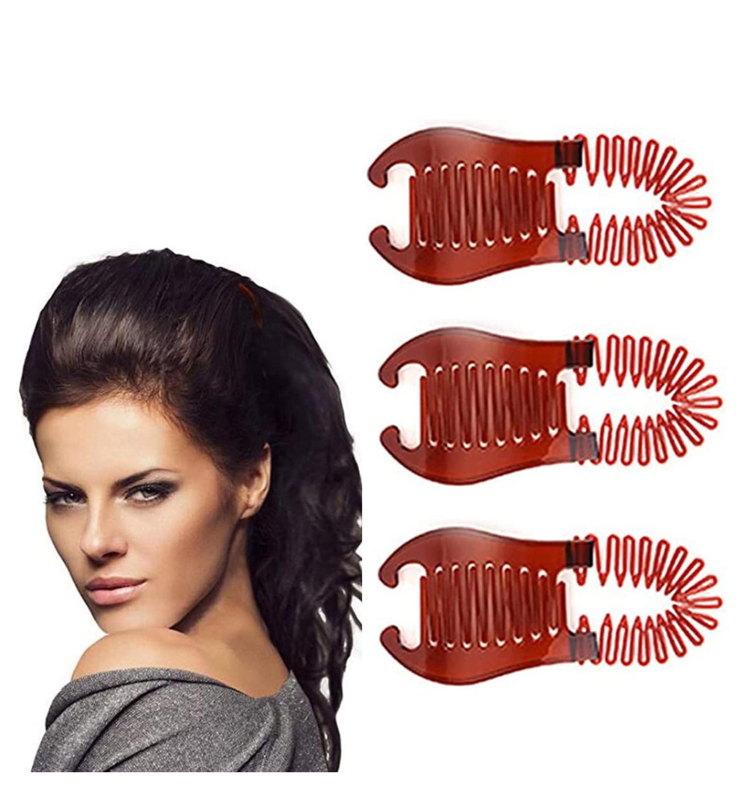 3Pcs Brown Banana Clips for Thick Hair - Soft & Flexible Hair Combs for Women - Ponytail Holder & Hair Accessories - Buy Online on GoSupps.com