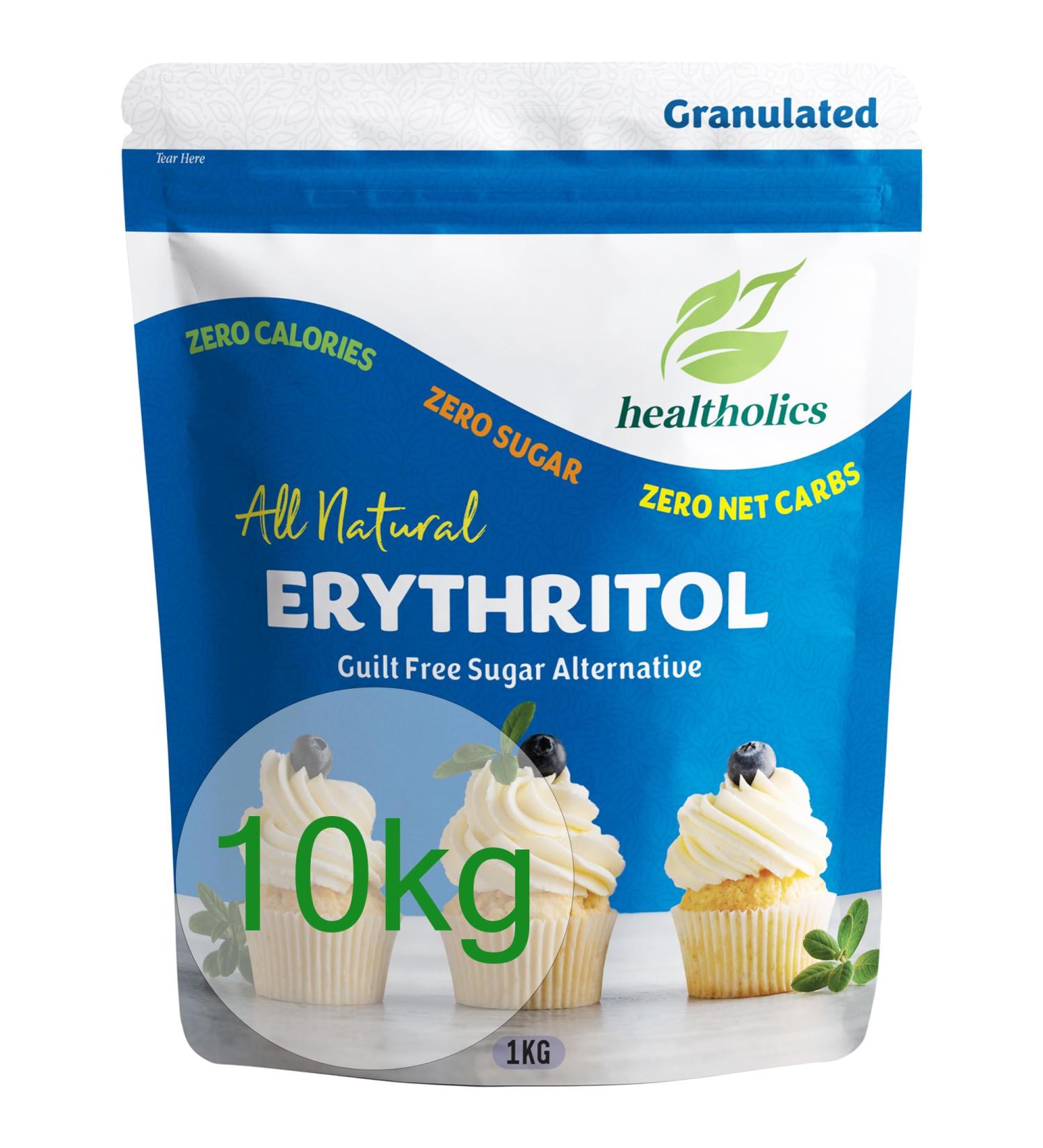Erythritol 10kg (10 x 1kg) Natural Granulated Zero Calorie Keto Friendly Sugar Alternative - Buy Online on GoSupps.com