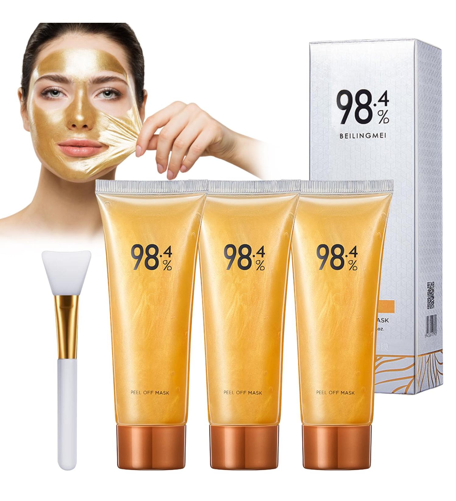SOETDERT 3 Pieces Gold Peeloff Mask 984 Gold Foil Peeloff Mask Blackhead Remover Gold Foil Tearoff Mask Pore Cleanser Blackhead Cleansing Moisturizing Facial Mask - Buy Online on GoSupps.com