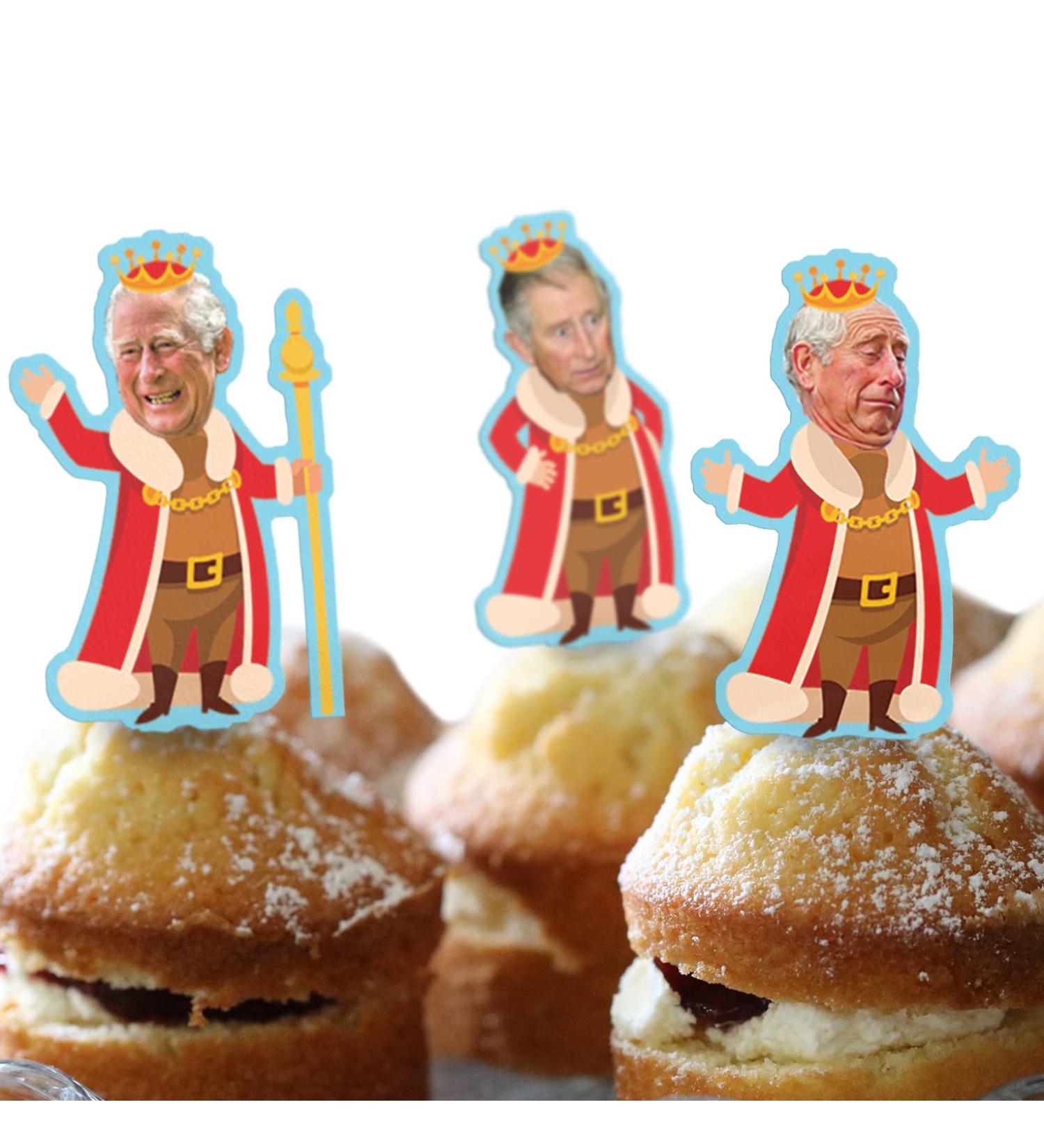 *3 for 2 offer* Cakeshop 24 x 4cm King Charles III 3rd Funny Faces Stand-Up Photo Edible Cupcake Toppers Cake Decorations - Premium Wafer Precut - Buy Online on GoSupps.com