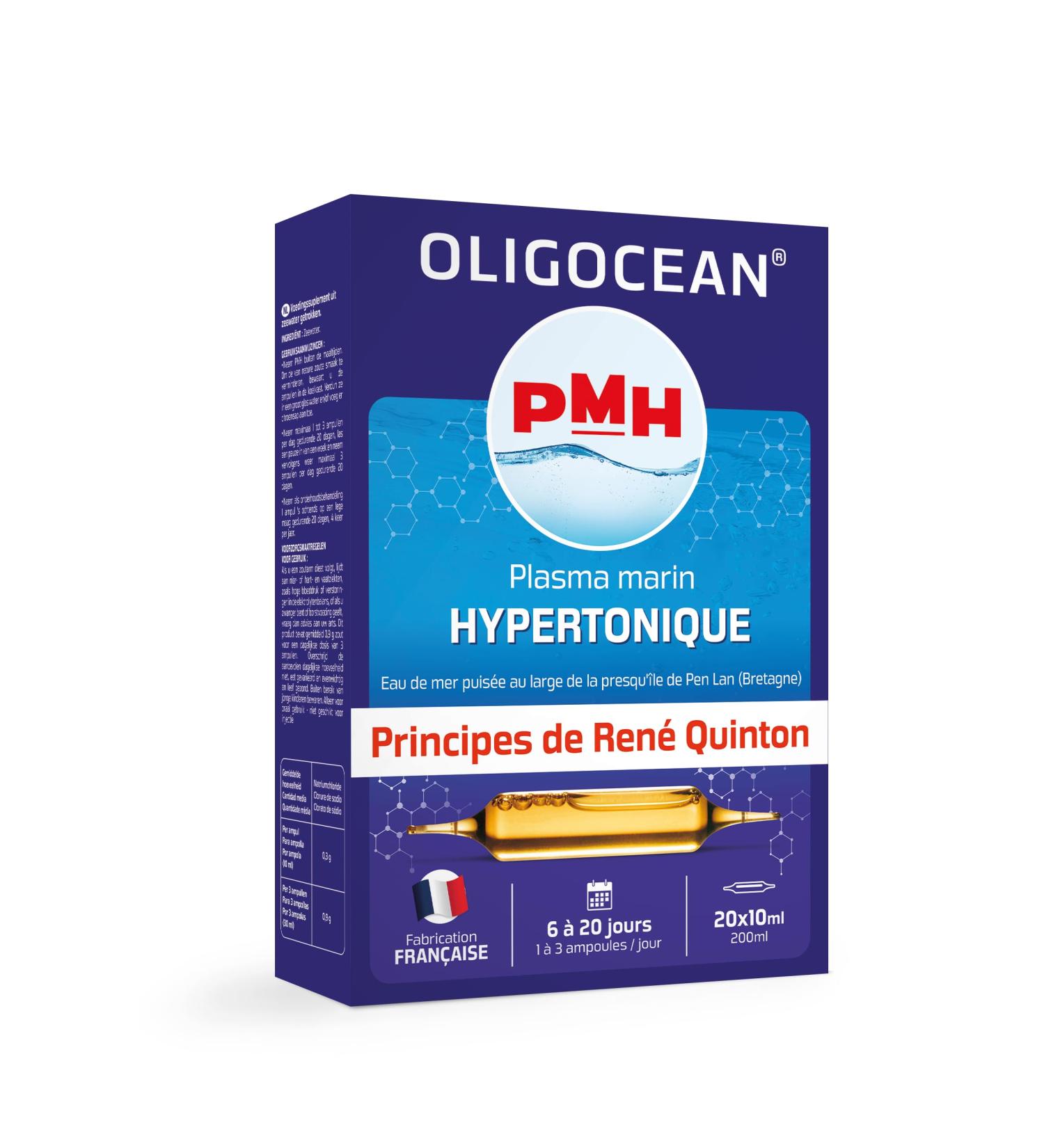 OLIGOC AN PMH Hypertonic Marine Plasma Principles of Quinton Made in France 20 ampoules of 10 ml - Buy Online on GoSupps.com