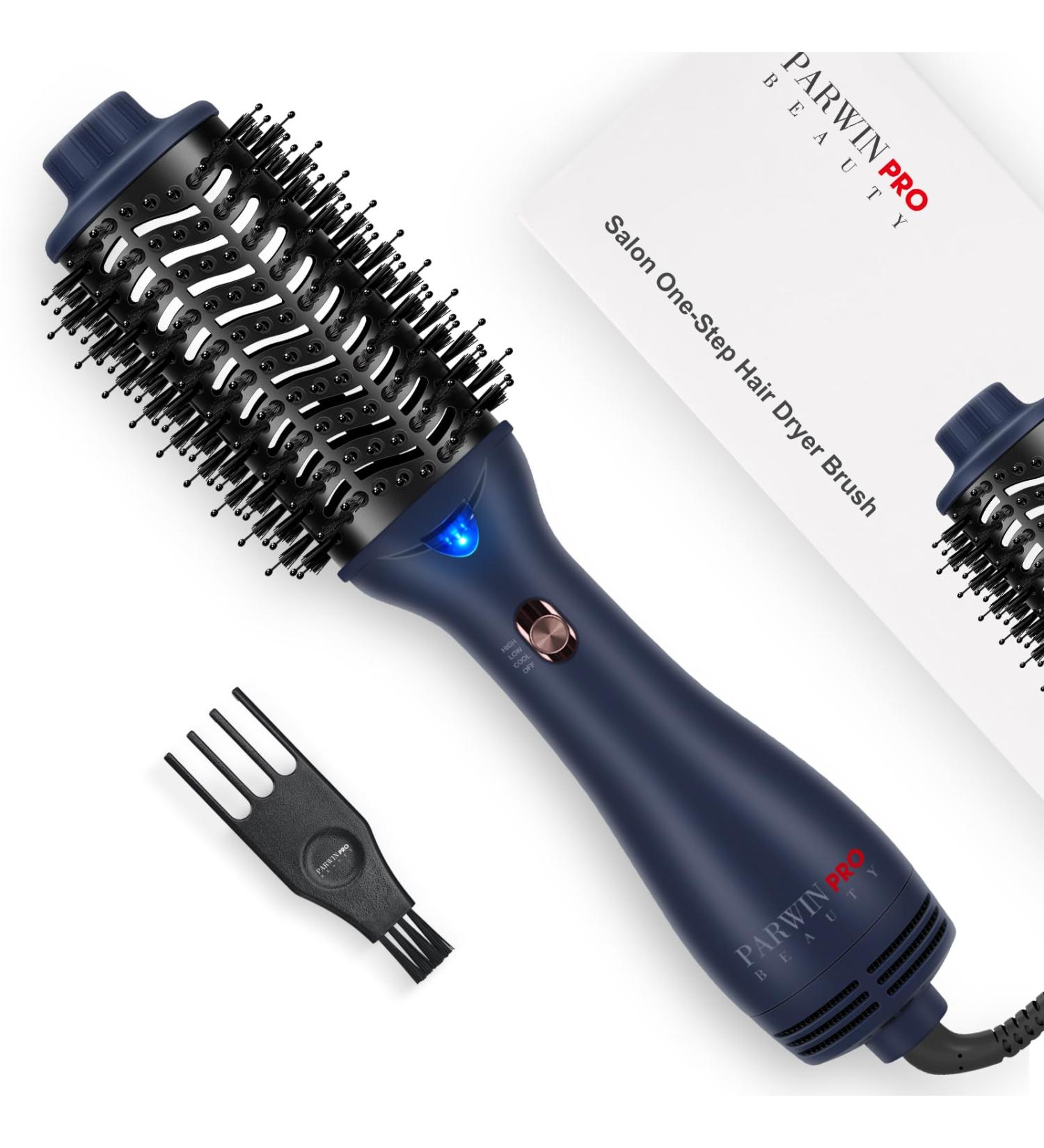PARWIN PRO BEAUTY One-Step Hair Dryer Brush - 4-in-1 Hot Air Brush for Styling, Drying, Volumizing - 1000Watt, Prussian Blue Oval Design - Buy Online on GoSupps.com