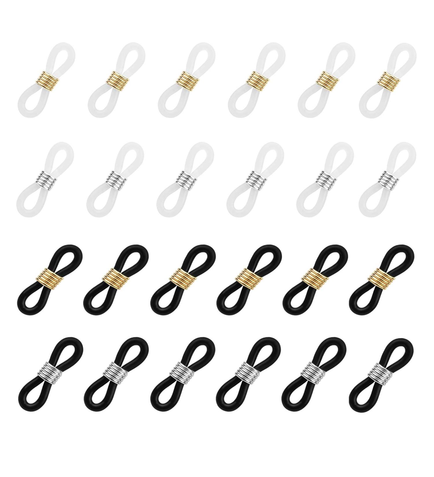 HUIHUIBAO 24pc Adjustable Eyeglass Chain Ends | Rubber Connectors for Glasses Holder | 20x5mm, Assorted Colors - Buy Online on GoSupps.com