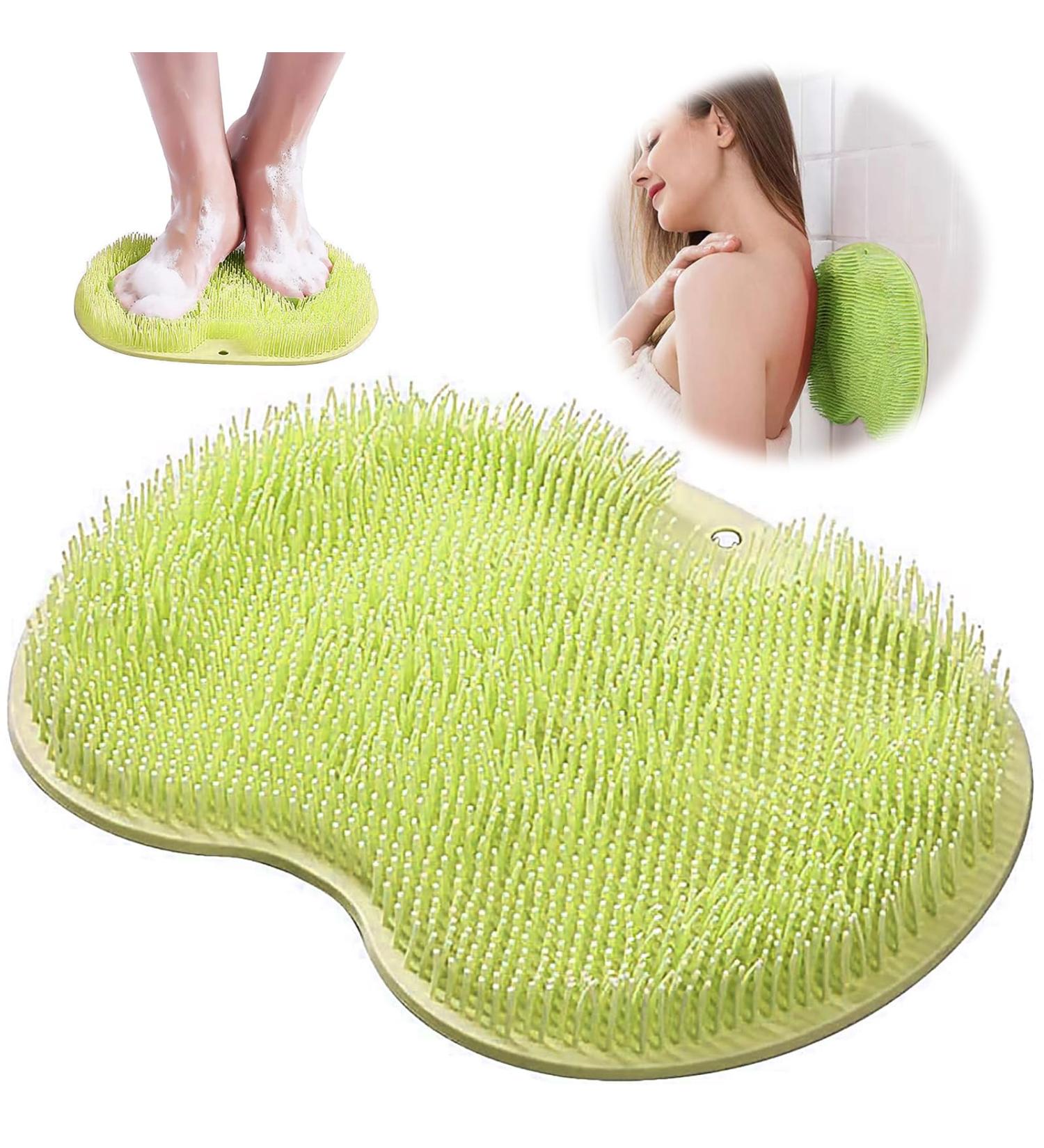 Leonshco Green Slip-Proof Silicone Massage Pad & Back Scrubber - Anti-Slip Shower Floor Mat with Suction Cups | Foot Care Brush & Peeling Scrubber - Buy Online on GoSupps.com