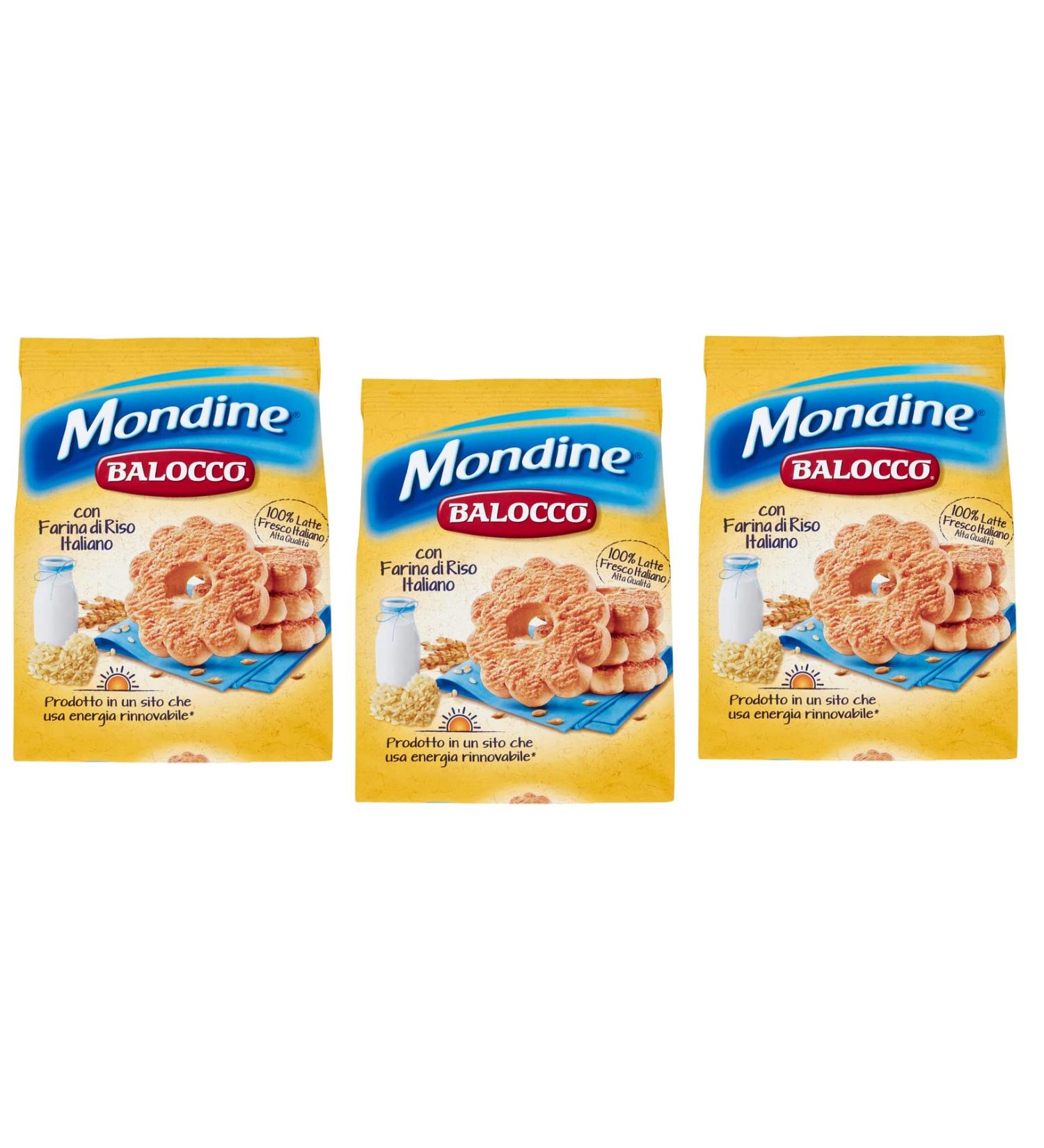  Balocco Set of 3 Balocco Mondine Biscuits with rice flour and fresh Italian milk biscuits 350g - Buy Online on GoSupps.com