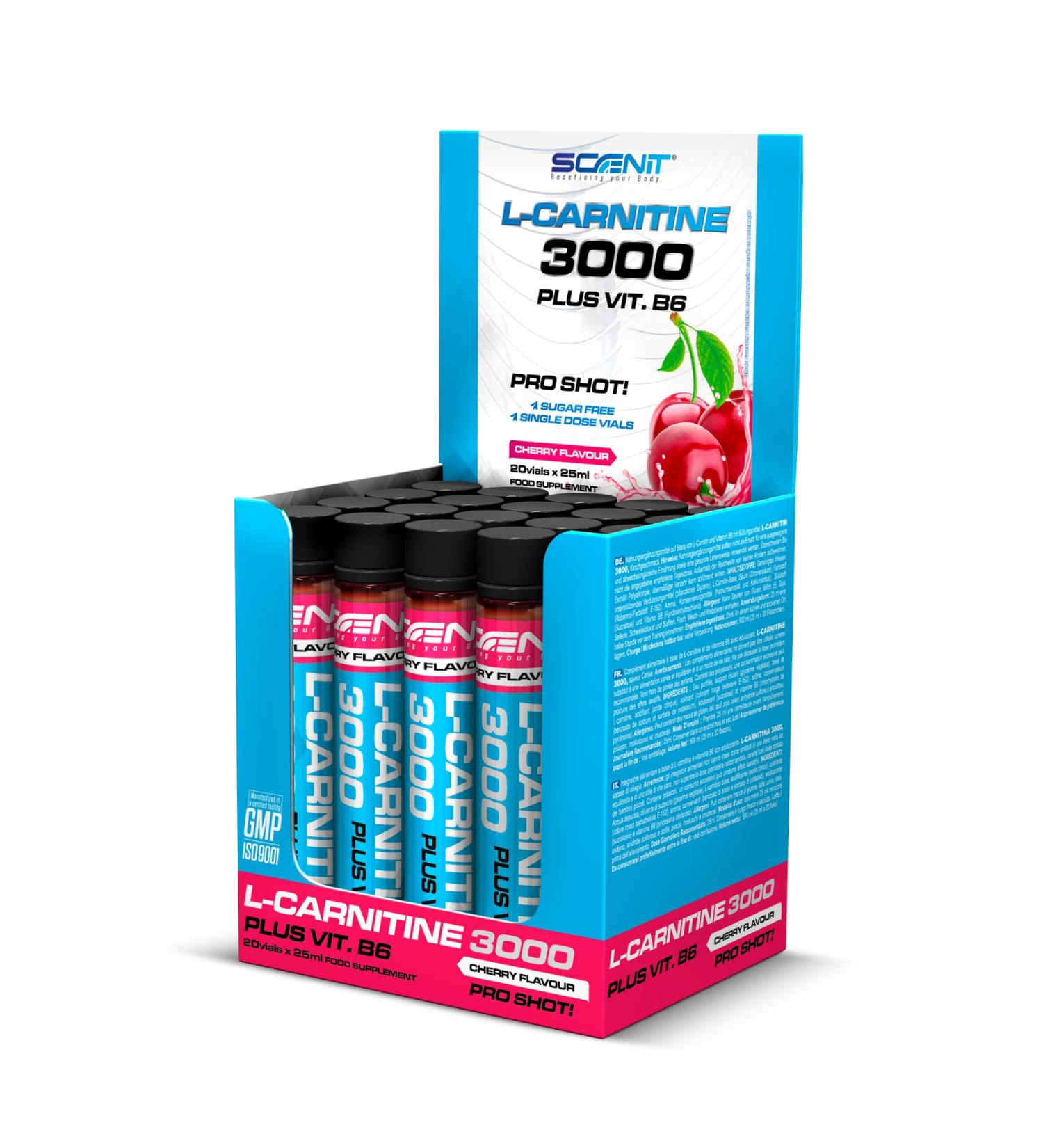 L-Carnitine Liquid 3000mg - High Dose L-Carnitine Ampoules (20x25ml Cherry) - International Shipping Available - Buy Online on GoSupps.com