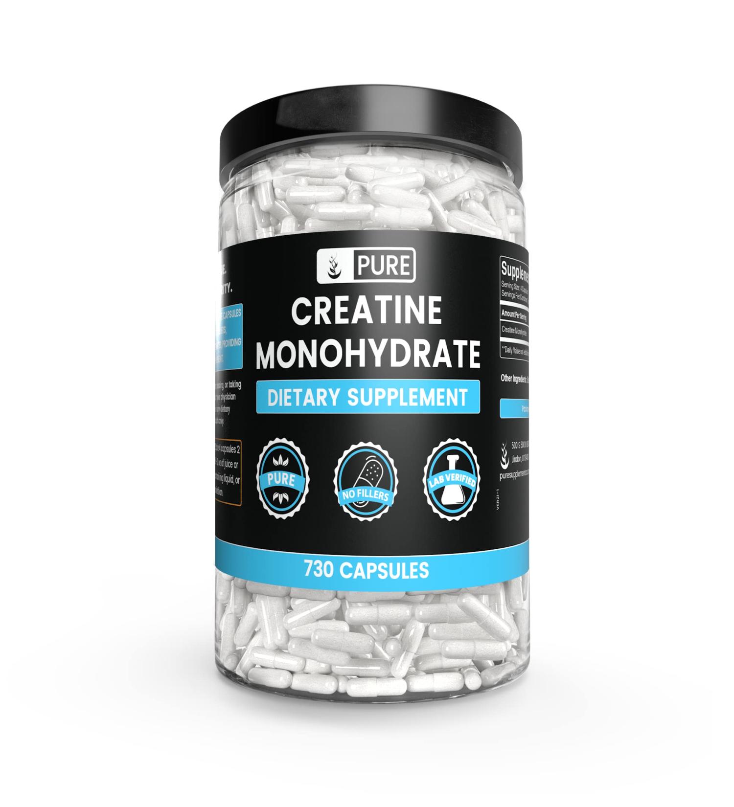 Pure Creatine Monohydrate | 730 Capsules | Lab Verified | No Fillers | 730 Count - Buy Online on GoSupps.com