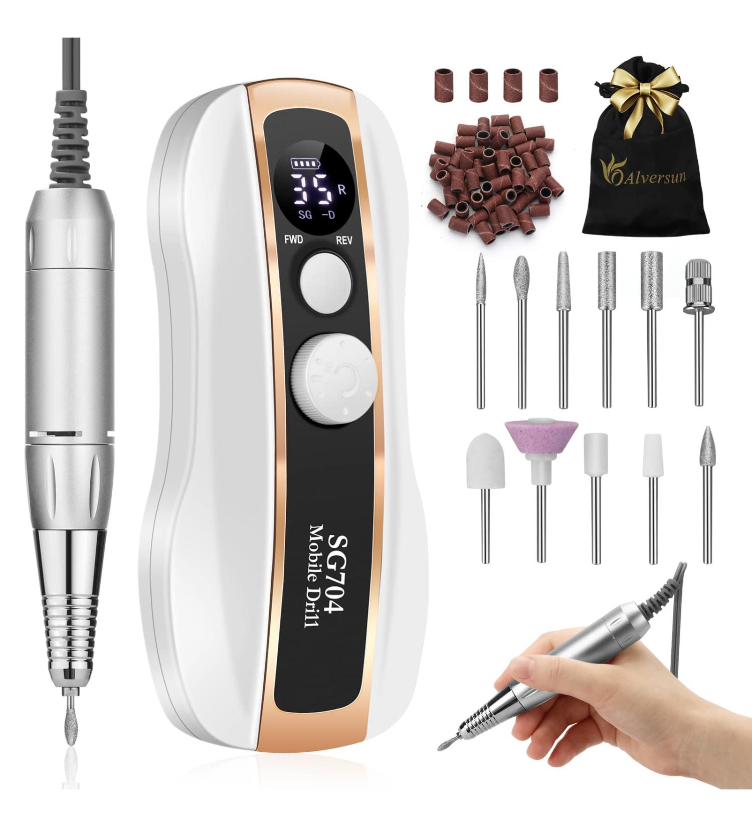 35000Rpm Rechargeable Electric Nail Drill for Acrylic Nails - Professional Nail Drill Machine with 11 Bits and Storage Bag - Buy Online on GoSupps.com