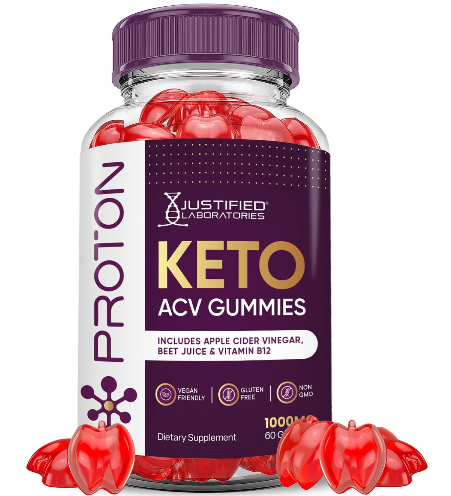 Proton Protein Keto ACV Gummies 1000MG | Vegan Non-GMO Apple Cider Vinegar & Pomegranate - 60 Count - Buy Online on GoSupps.com