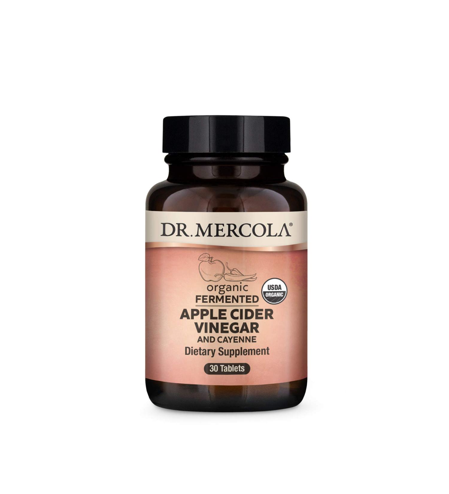Dr. Mercola Organic Fermented Apple Cider Vinegar & Cayenne - 30 Tablets for Digestive Health - Buy Online on GoSupps.com