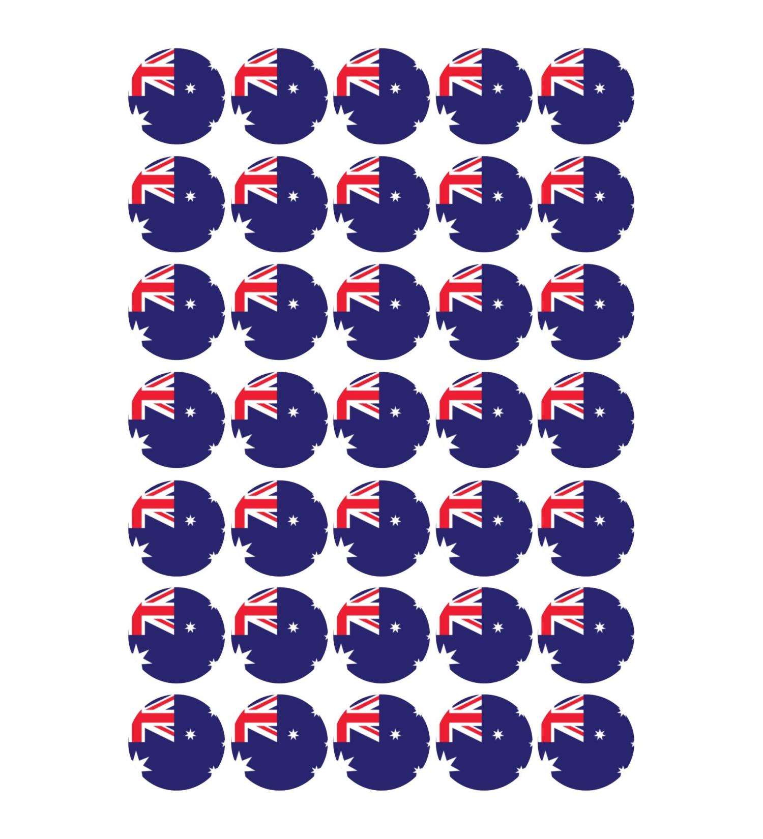 35 x Australia Flag Edible Wafer or Icing Cupcake Topper Fun Country Party Cake Decorations Perfect For Brownies Cookies Muffins & More! (Premium Icing Sheet)