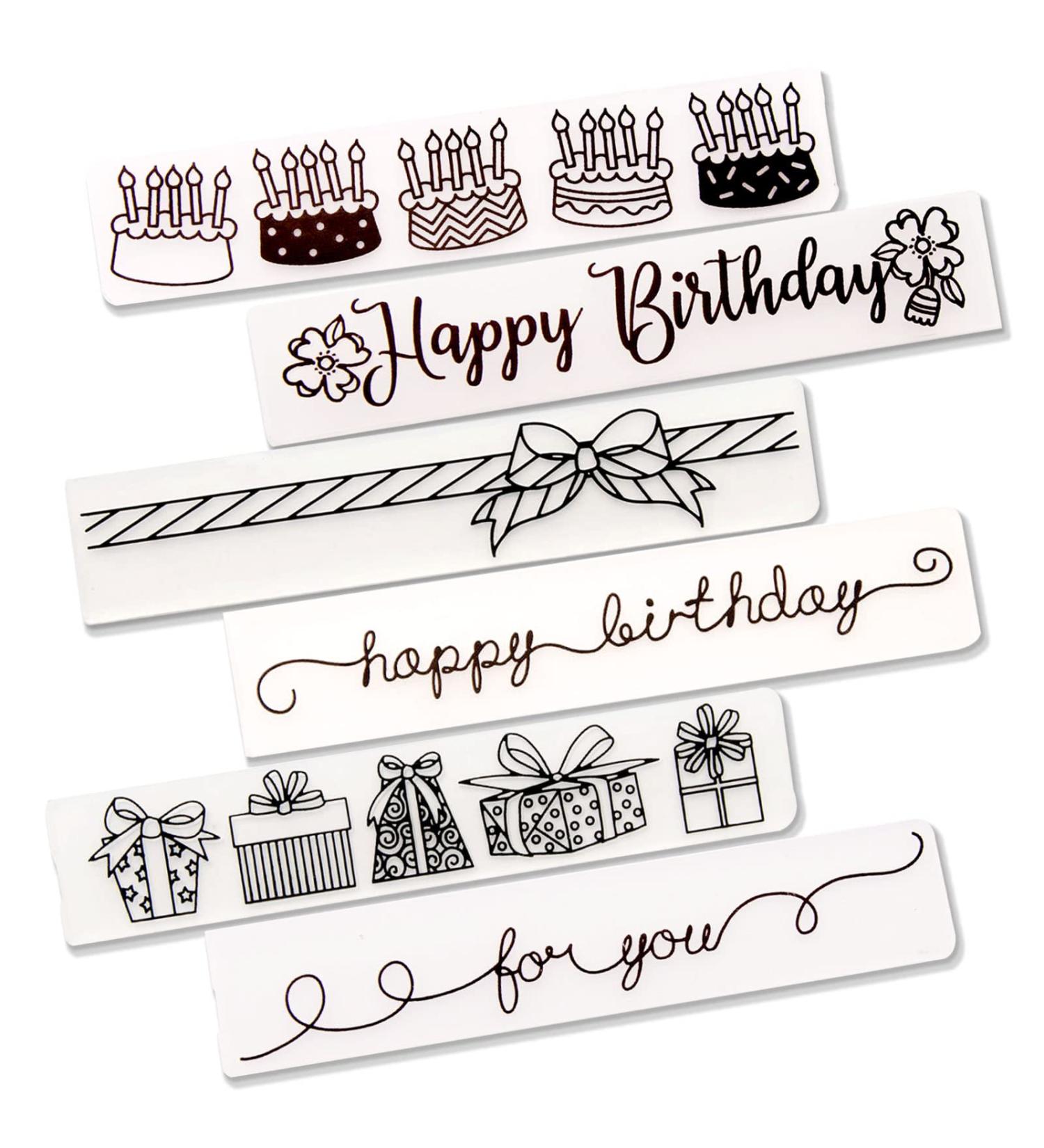 6Pcs Birthday Plastic Embossing Folders - DIY Craft Gift Templates for Happy Birthday, Love You, Cake Mold - Perfect for Paper Card Making, Scrapbooking, and Craft Decoration - Buy Online on GoSupps.com