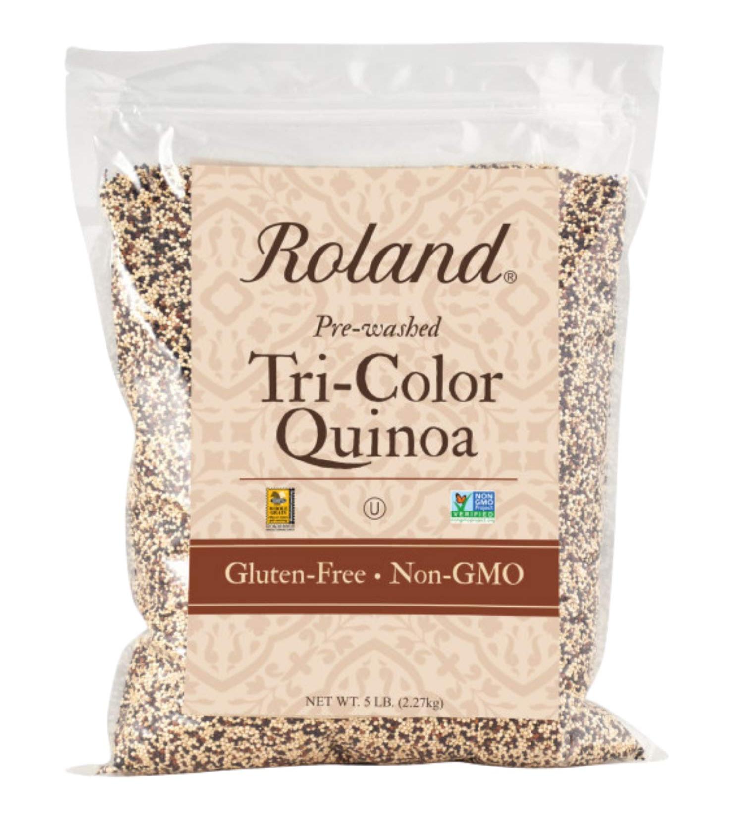 Roland Foods Organic Tri-Color Quinoa 5lb Bag - Pre-washed, Gluten-Free, Whole Grain - Pack of 1 - Buy Online on GoSupps.com