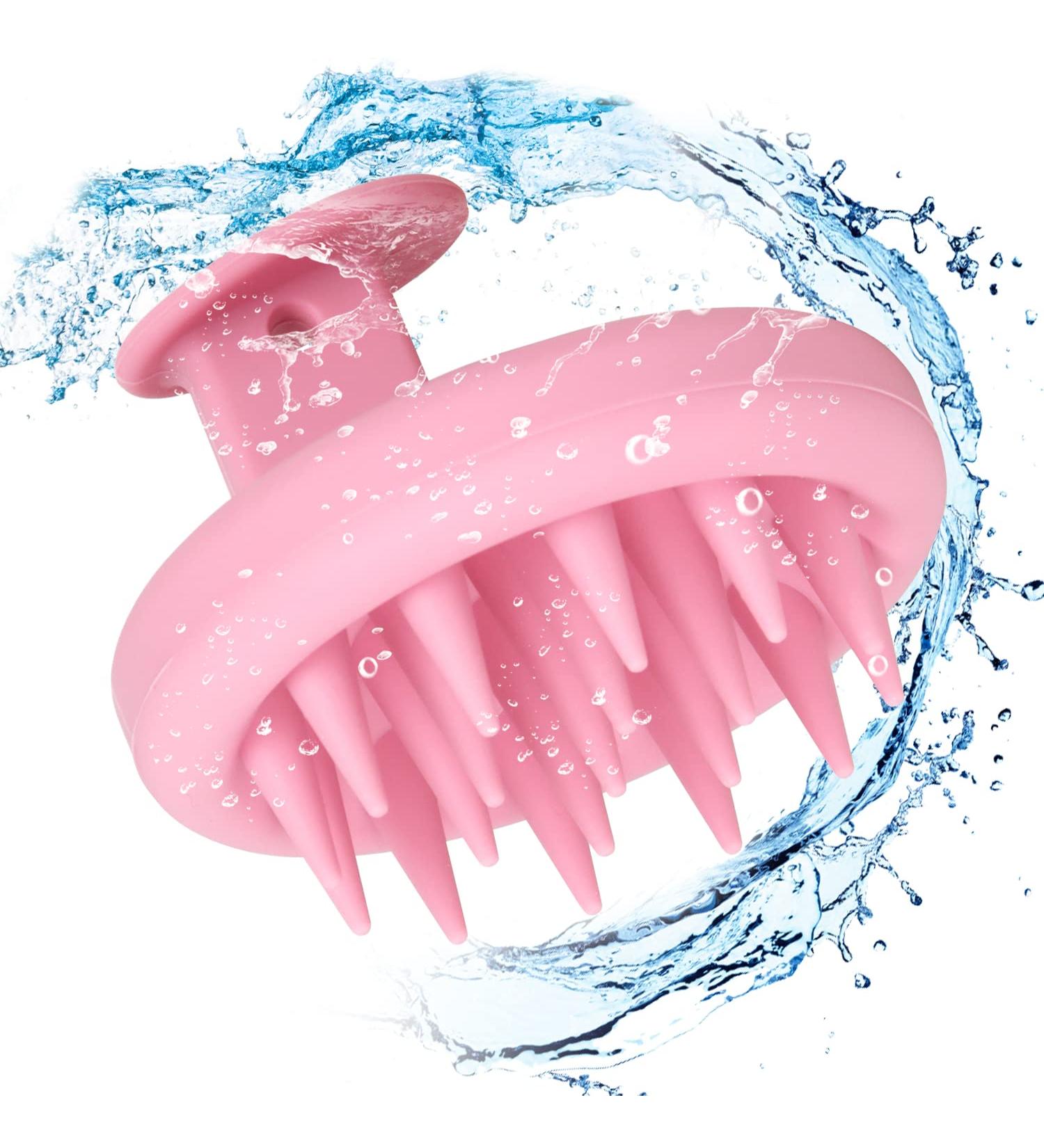 Silicone Scalp Massage Brush | Stimulate Hair Growth & Improve Blood Flow | Relaxing Pink Shampoo Brush - Buy Online on GoSupps.com