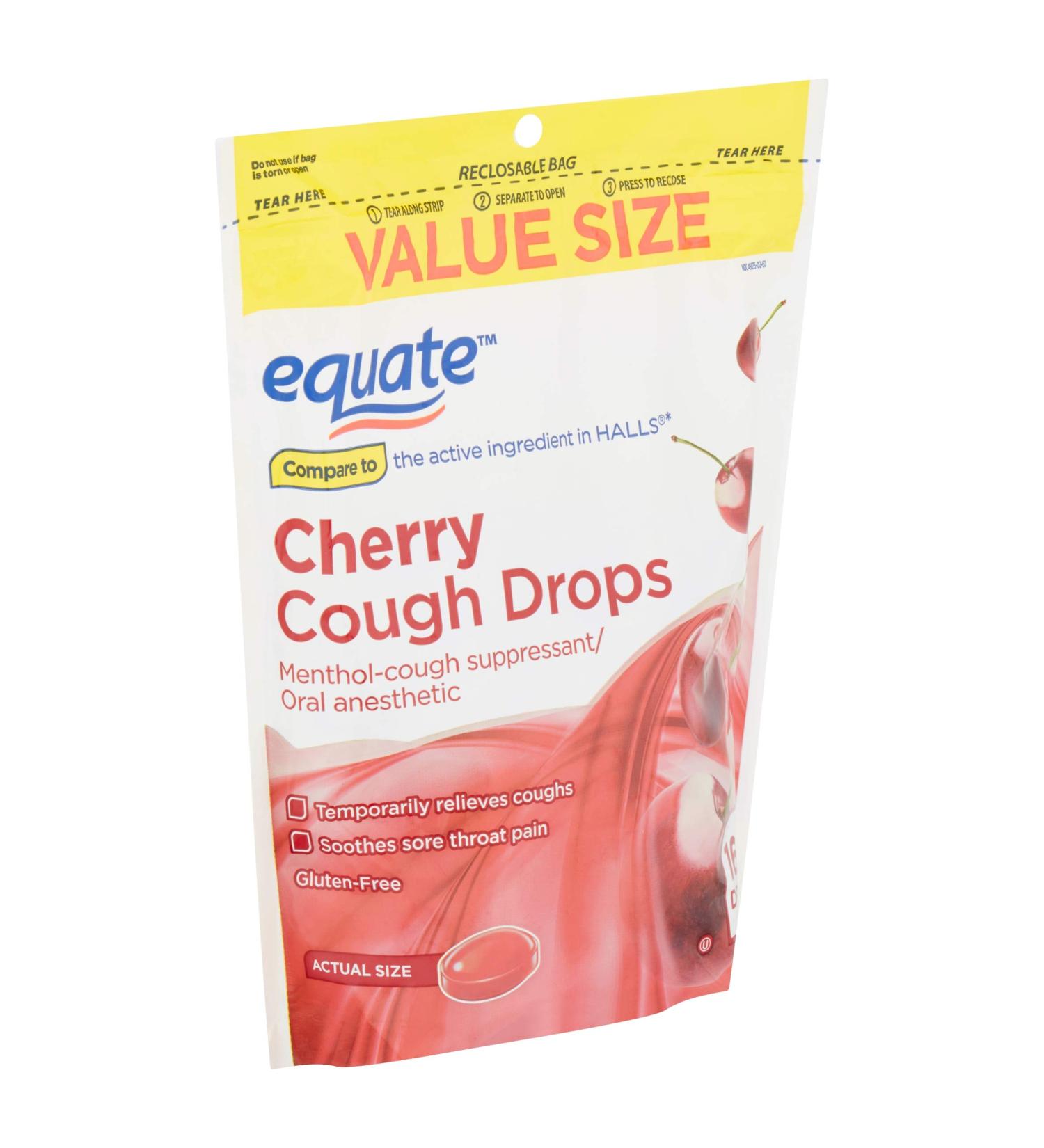 Equate Value Size Cough Suppressant Cherry 160 Cough Drops