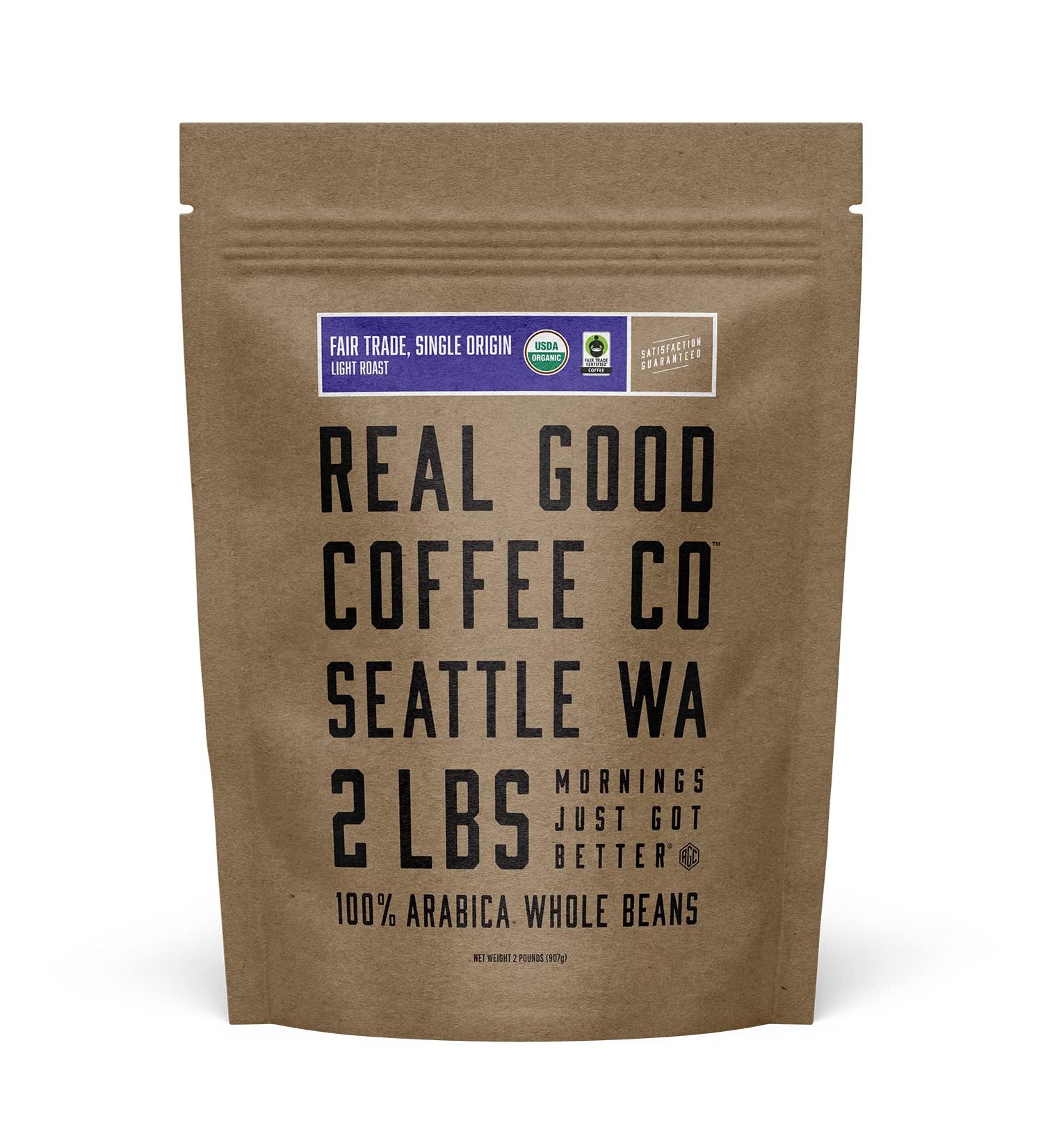 Organic Guatemalan Light Roast Whole Bean Coffee - 2lb Bag - 100% Arabica Beans - Freshly Grind for Your Perfect Brew - Real Good Coffee Co - Buy Online on GoSupps.com