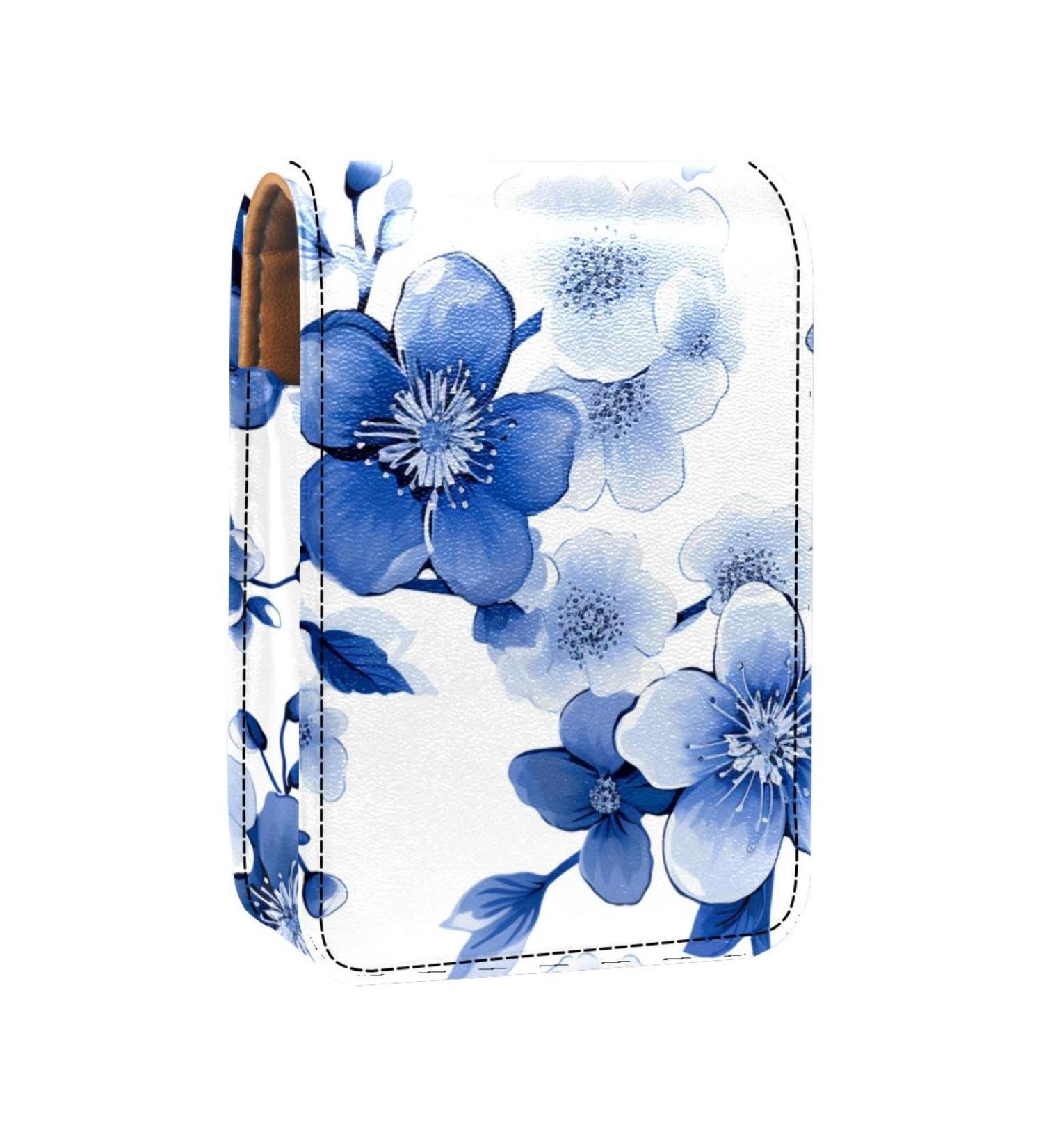 Buy Blue Branch Cherry Blossom Leather Lipstick Case - Mini Lip Gloss Organizer with Mirror - Perfect Travel Accessory for Lipstick Lovers - Buy Online on GoSupps.com