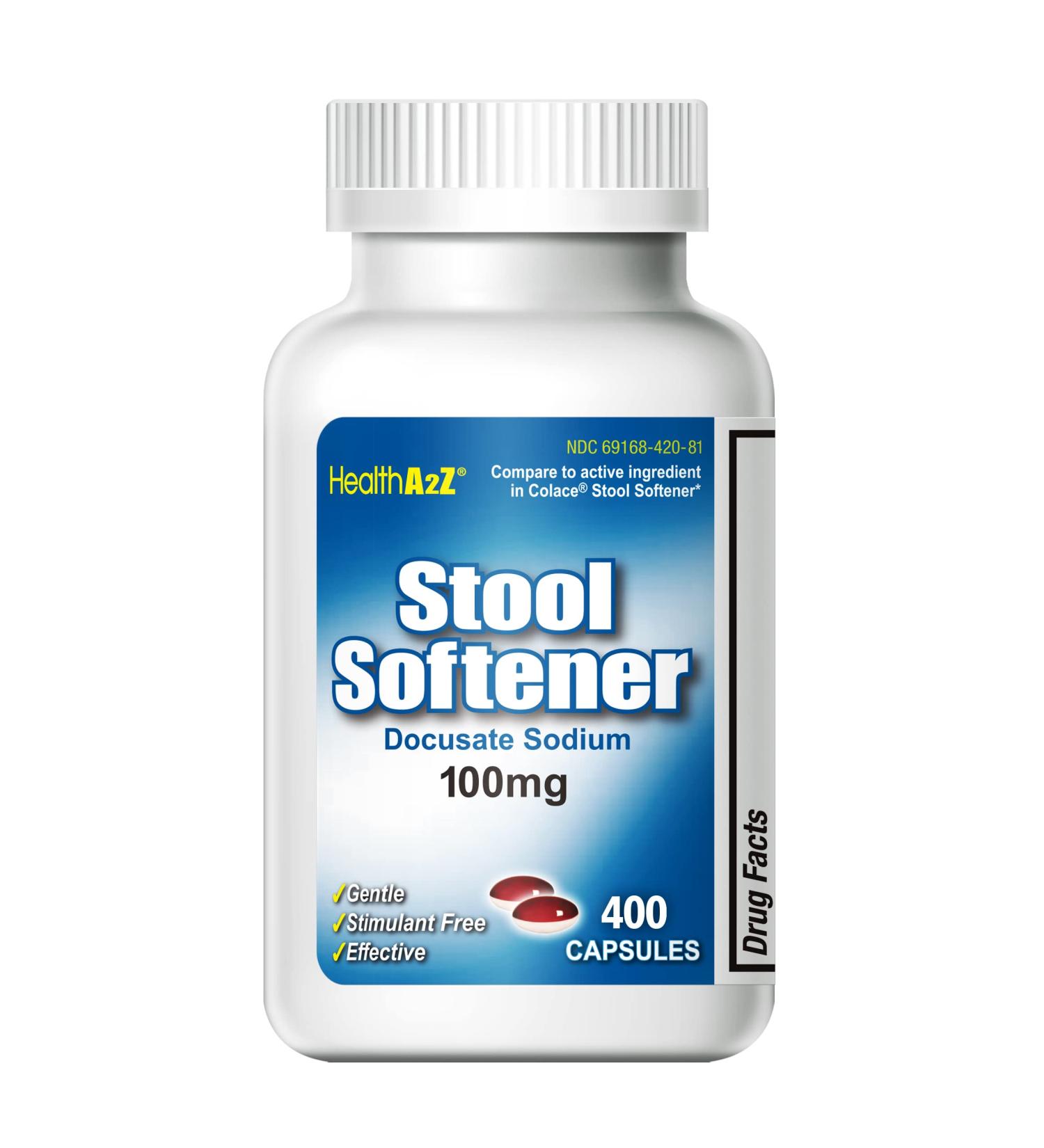 HealthA2Z Stool Softener 400 Count | Docusate Sodium 100mg | Gentle Constipation Relief | Red & White - Buy Online on GoSupps.com