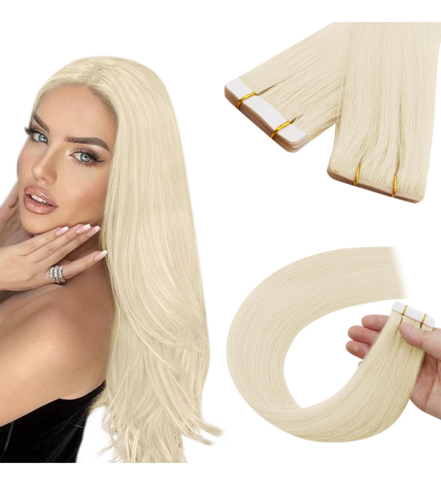 Youngsee 50cm Blonde Real Hair Tape Extensions - Virgin Remy Hair - 5pcs #1000 - Smooth & Seamless - Buy Online on GoSupps.com