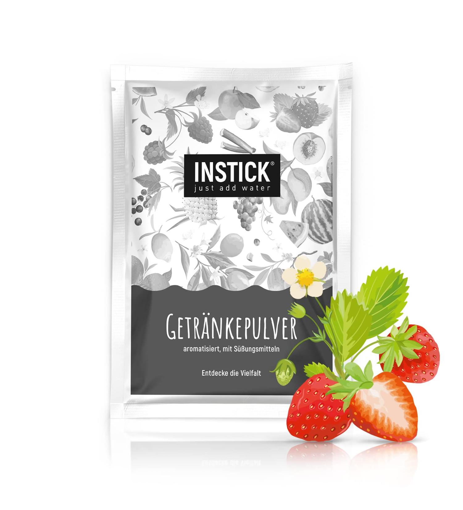 Intick Sugar-Free Instant Strawberry Drink | 18L Vegan Drink Powder with Vitamin C | Low-Calorie Flavored Beverage - Buy Online on GoSupps.com