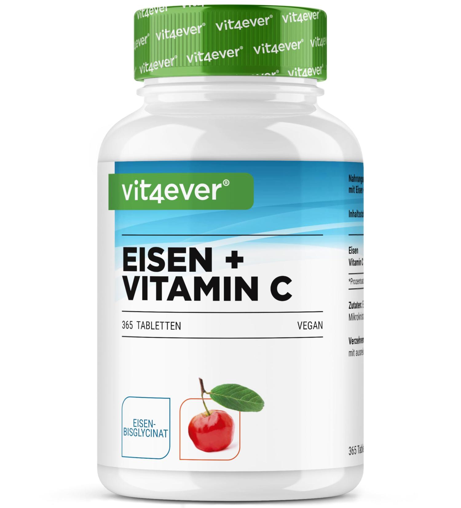 Fer avec 40mg de vitamine C naturelle - 365 comprim s - Haute Biodisponibilit gr ce au Complexe Ch lat (Bisglycinate de Fer) - Hautement Dos V g talien sans additifs ind sirables - Buy Online on GoSupps.com