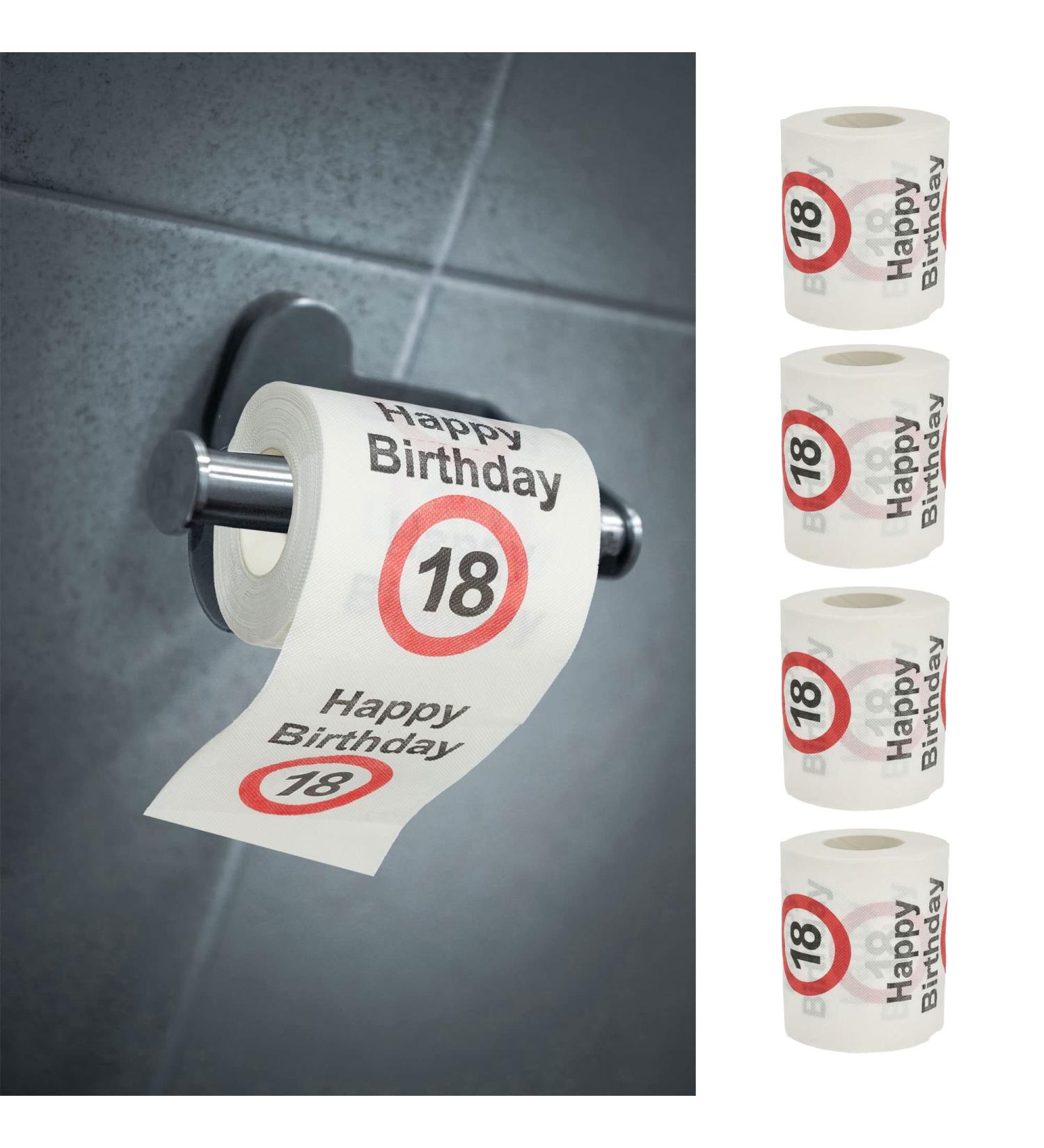 Toilet Paper 4-Pack - Happy Birthday 18 | 2-Layer 24m 180gr/sqm | Festive Motif | International Shipping - Buy Online on GoSupps.com