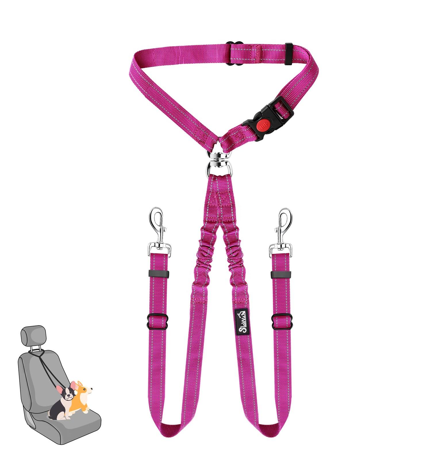Slowton Double Dog Safety Belt | Dual-Pet Car Head Support for Small & Medium Dogs | Elastic Connection for Safe Vehicle Travel - Buy Online on GoSupps.com