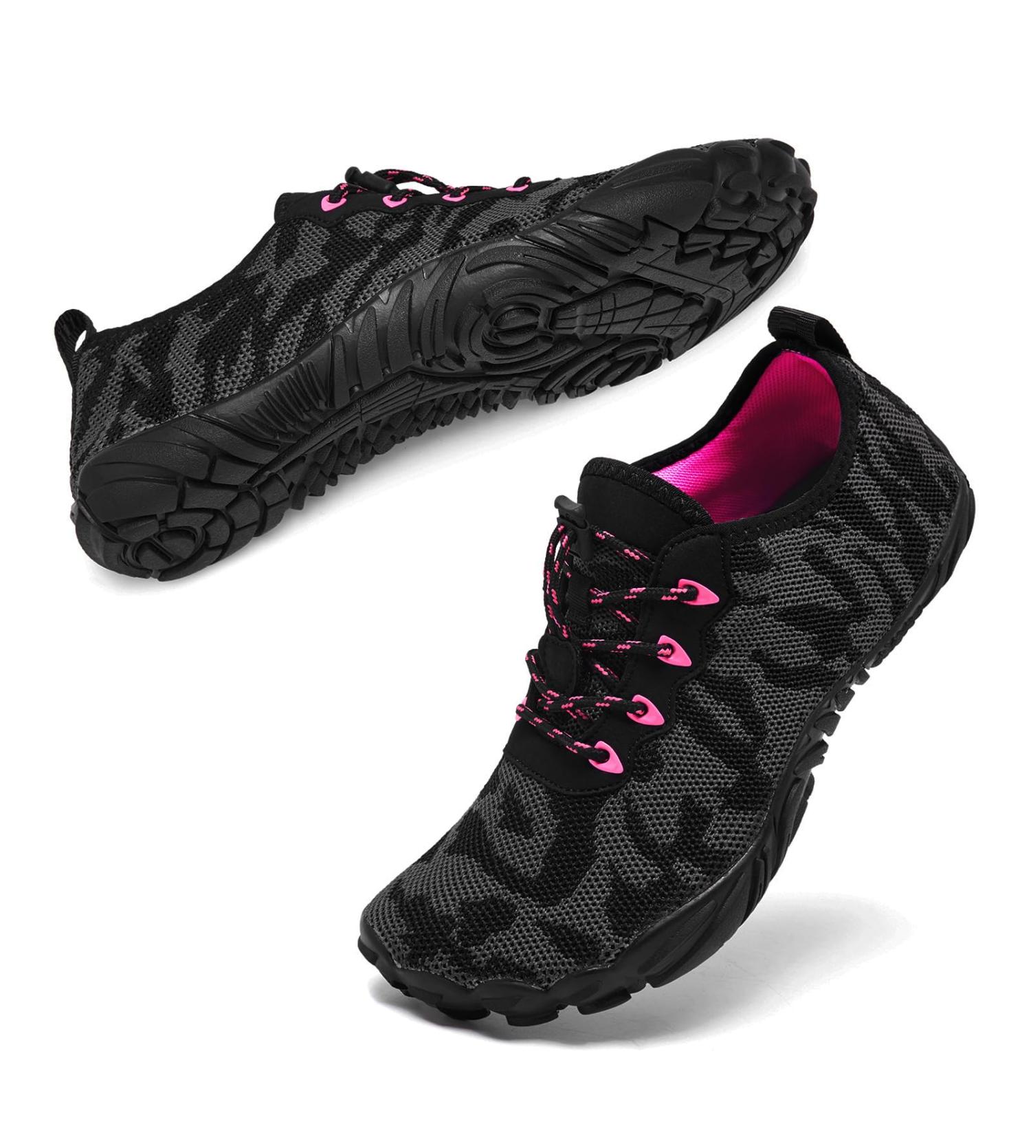 Racqua Barefoot Water Shoes for Men & Women - Aqua Beach Shoes (EU 35-48) - Stylish Black Rose - Buy Online on GoSupps.com