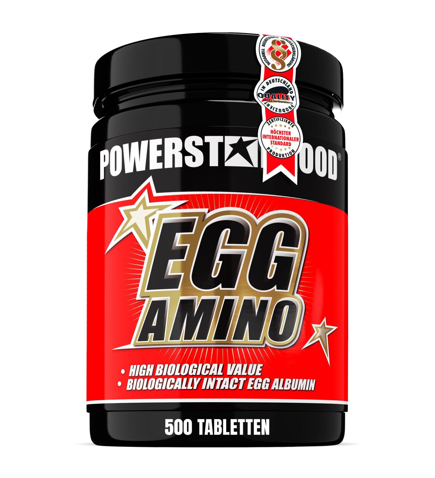 Powerstar Egg Amino - Pure Egg Albumin 500 Tablets | Muscle Building Amino Acids | Lactose & Gluten Free | High Biological Value | German Quality - Buy Online on GoSupps.com