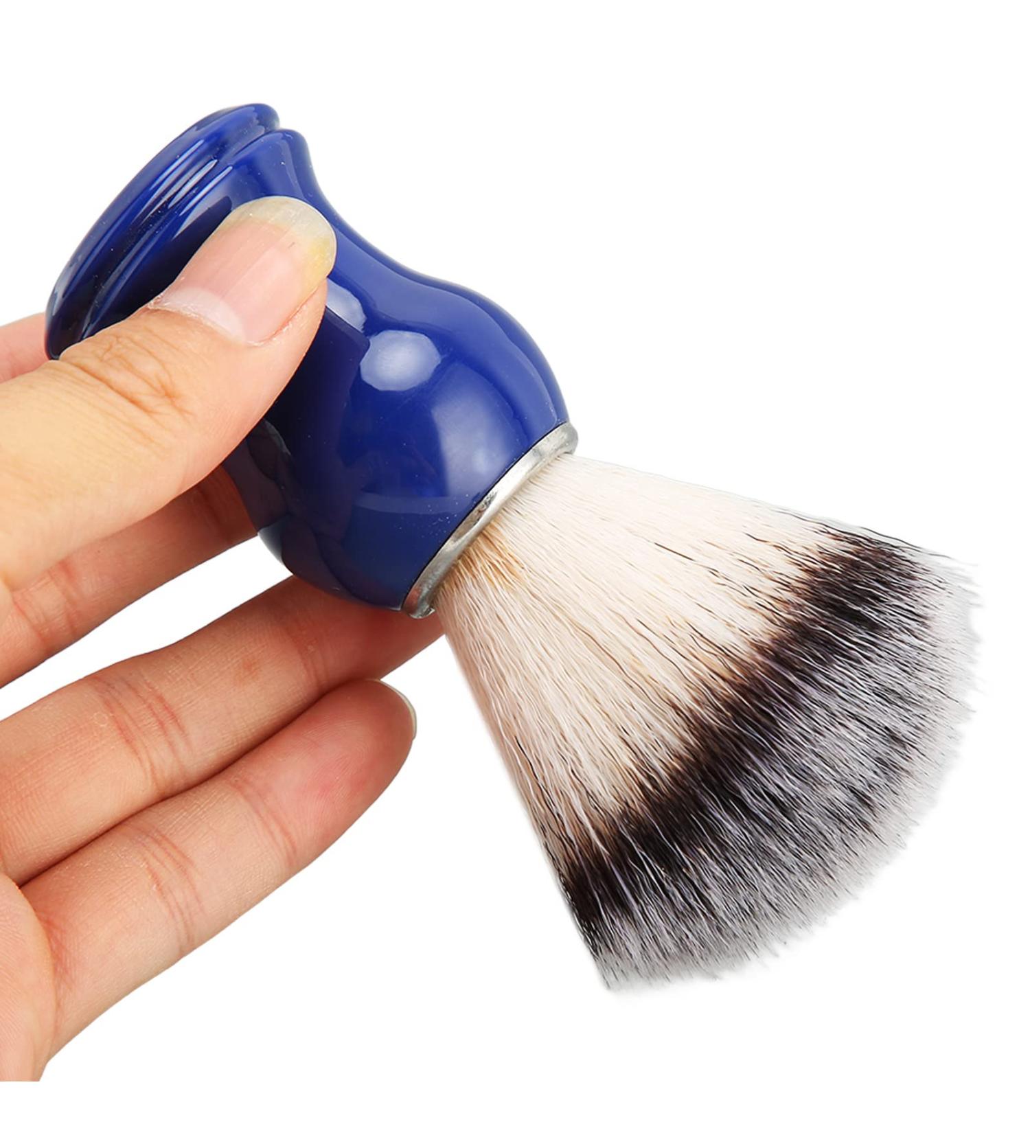 Handmade Shaving Brush for Men | Exquisite Blue Handle & Silver Ring | Perfect Beard Care & Shaving Cream Brush for Home & Salon - Buy Online on GoSupps.com