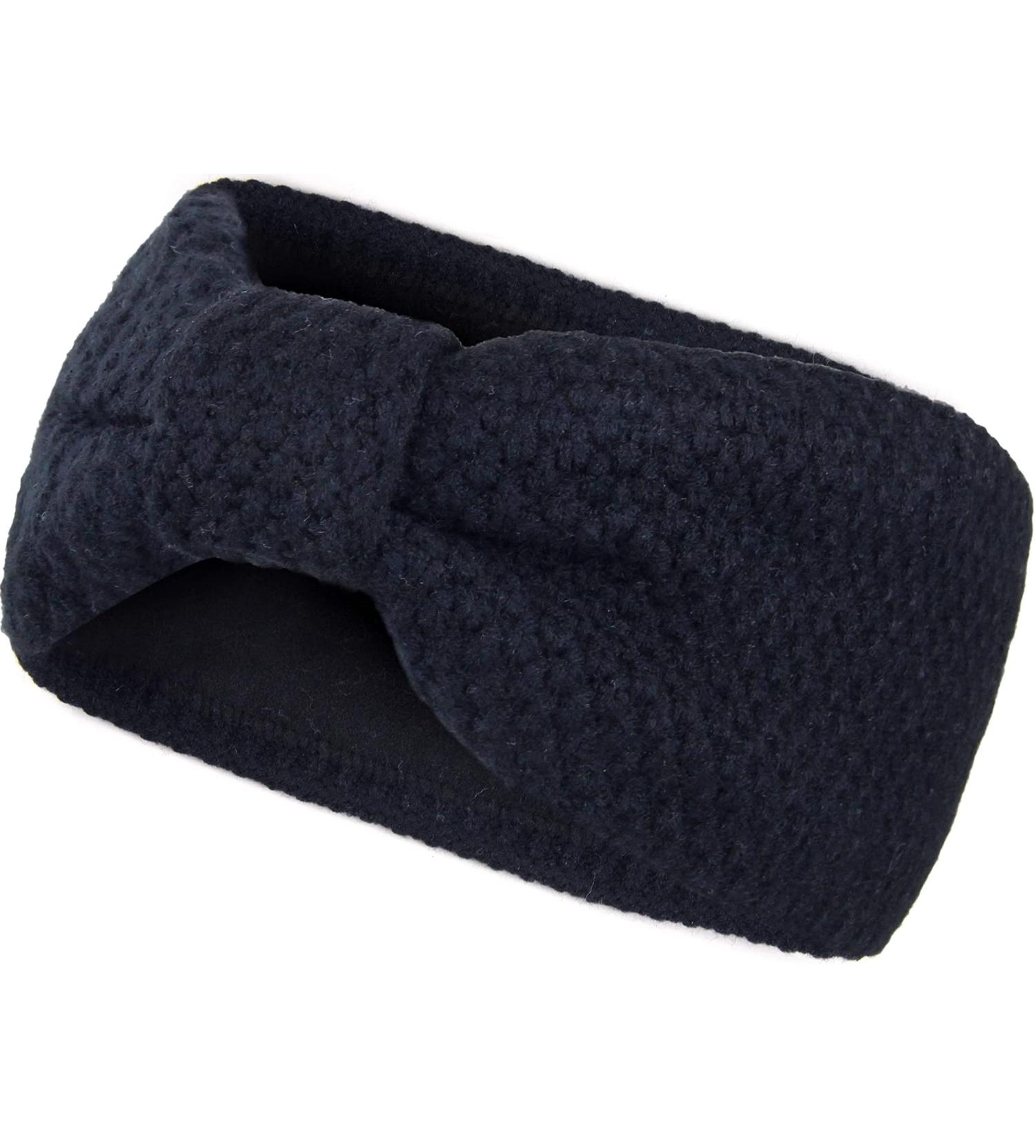 Feeded Headband for Women & Girls - Black Knitting Pattern with Soft Fleece Lining | SB1019X - Stylish Ear Warmer for Winter - Buy Online on GoSupps.com