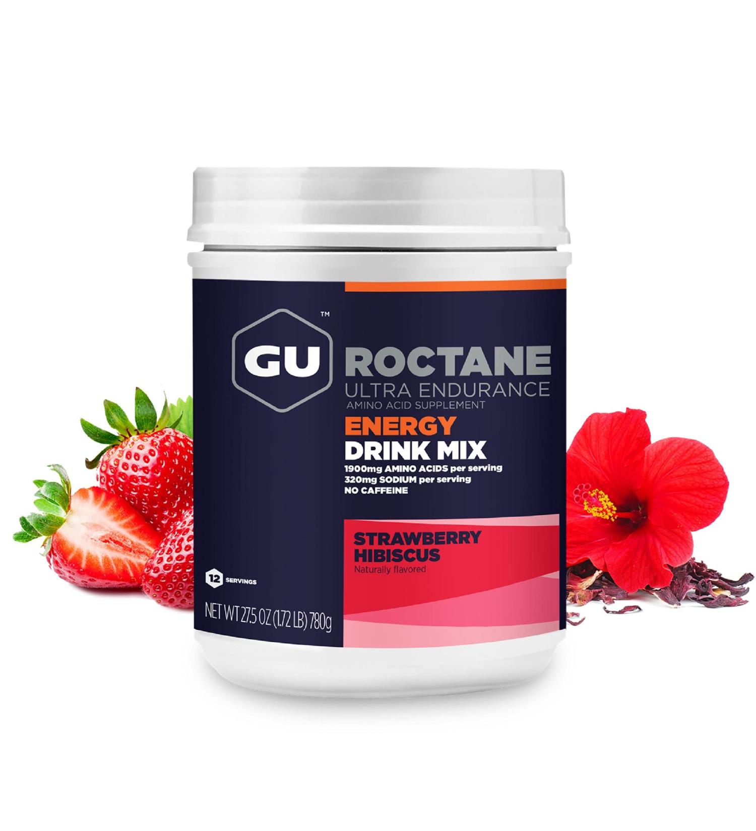 Gu Energy Roctane Ultra Endurance Drink Mix - 1.72lb Canister - Strawberry Hibiscus Flavor - Buy Online on GoSupps.com