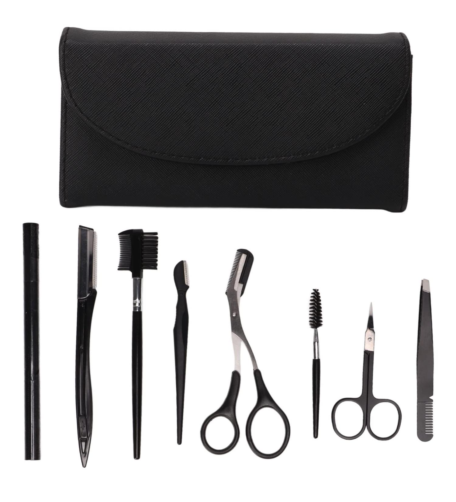 Eyebrow Grooming Kit Stainless Steel Eyebrow Trimming Tools with Storage Bag for Women Men - Buy Online on GoSupps.com
