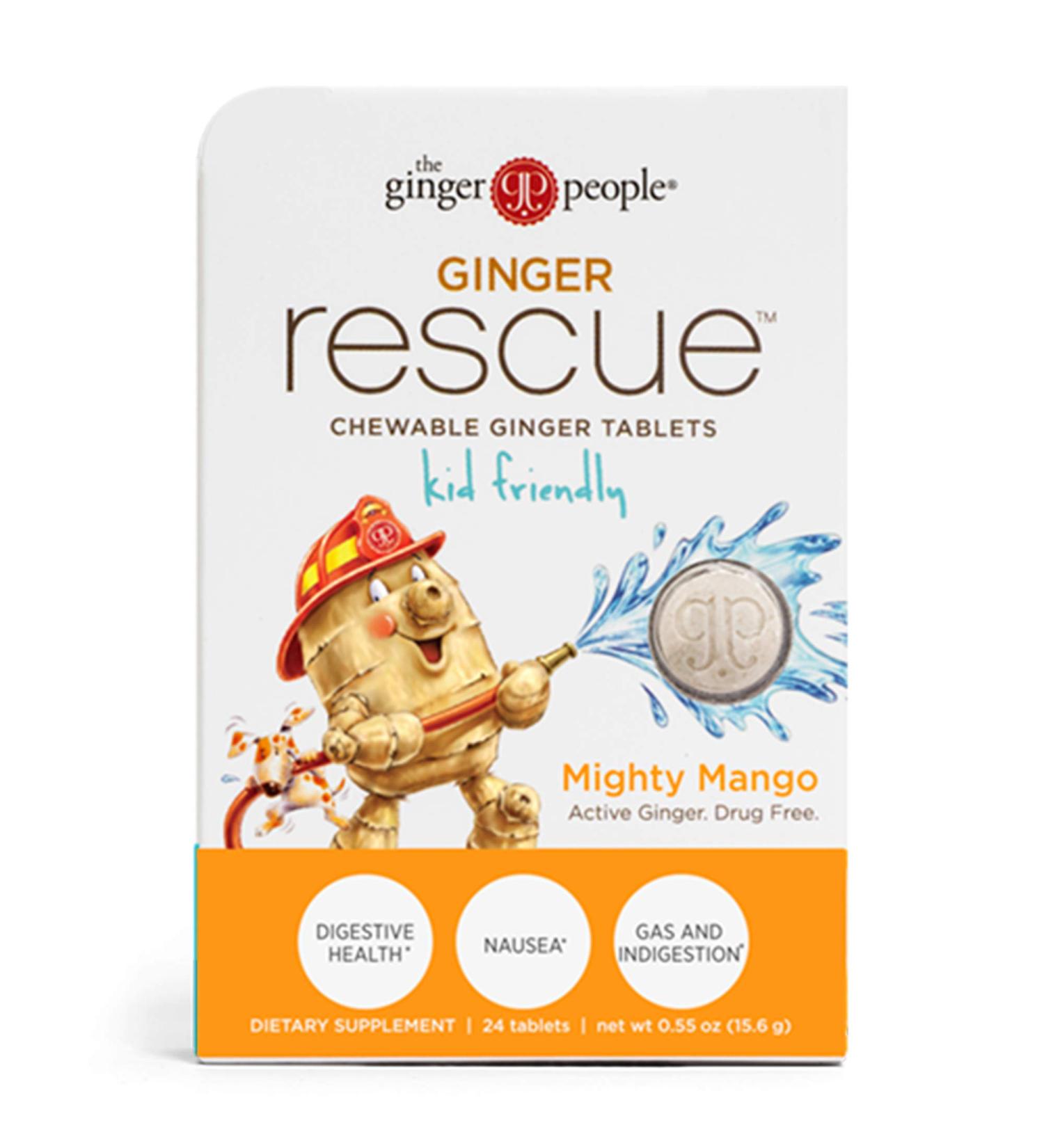 Ginger People Ginger Rescue Chewable Tablets - Orange & Mighty Mango, 24 Count (0.55 Oz) - Buy Online on GoSupps.com