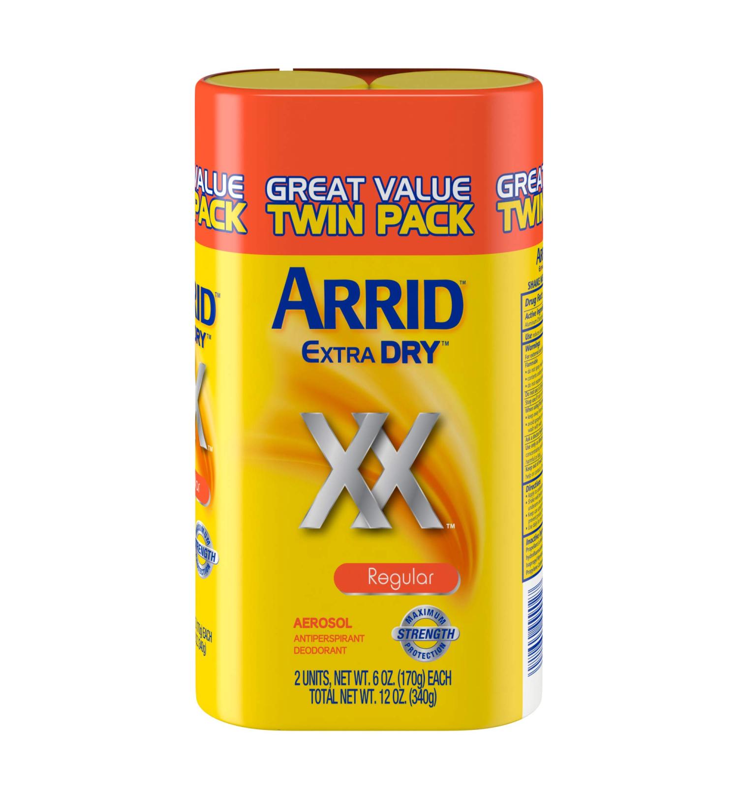 Arrid XX Extra Dry Antiperspirant Deodorant Regular Twin Pack - 2 x 6oz Cans - Buy Online on GoSupps.com