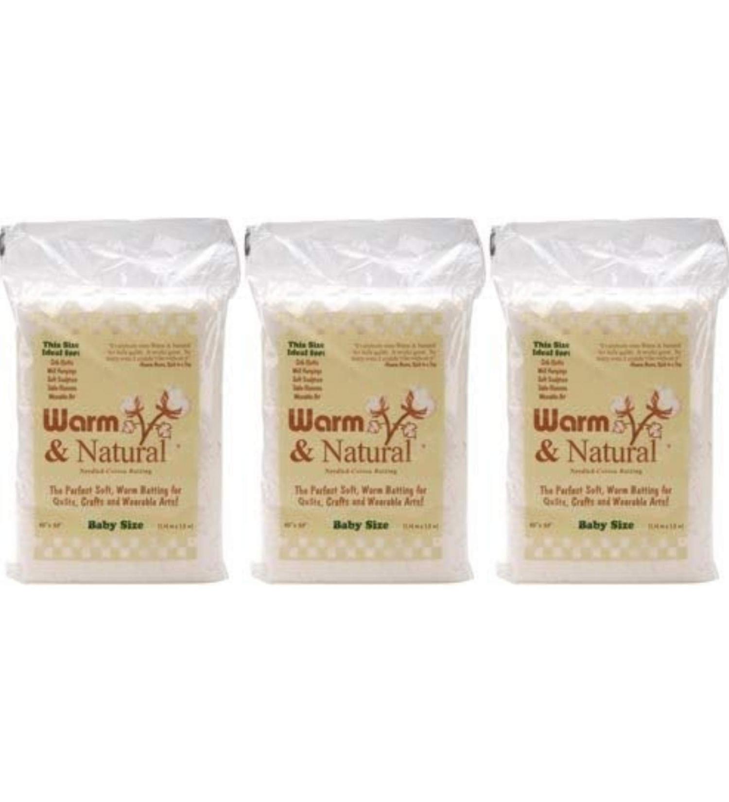 Warm Company Warm Company Warm and Natural Cotton Batting Crib Size 45 inch x 60 inch 2322 (3-Pack)